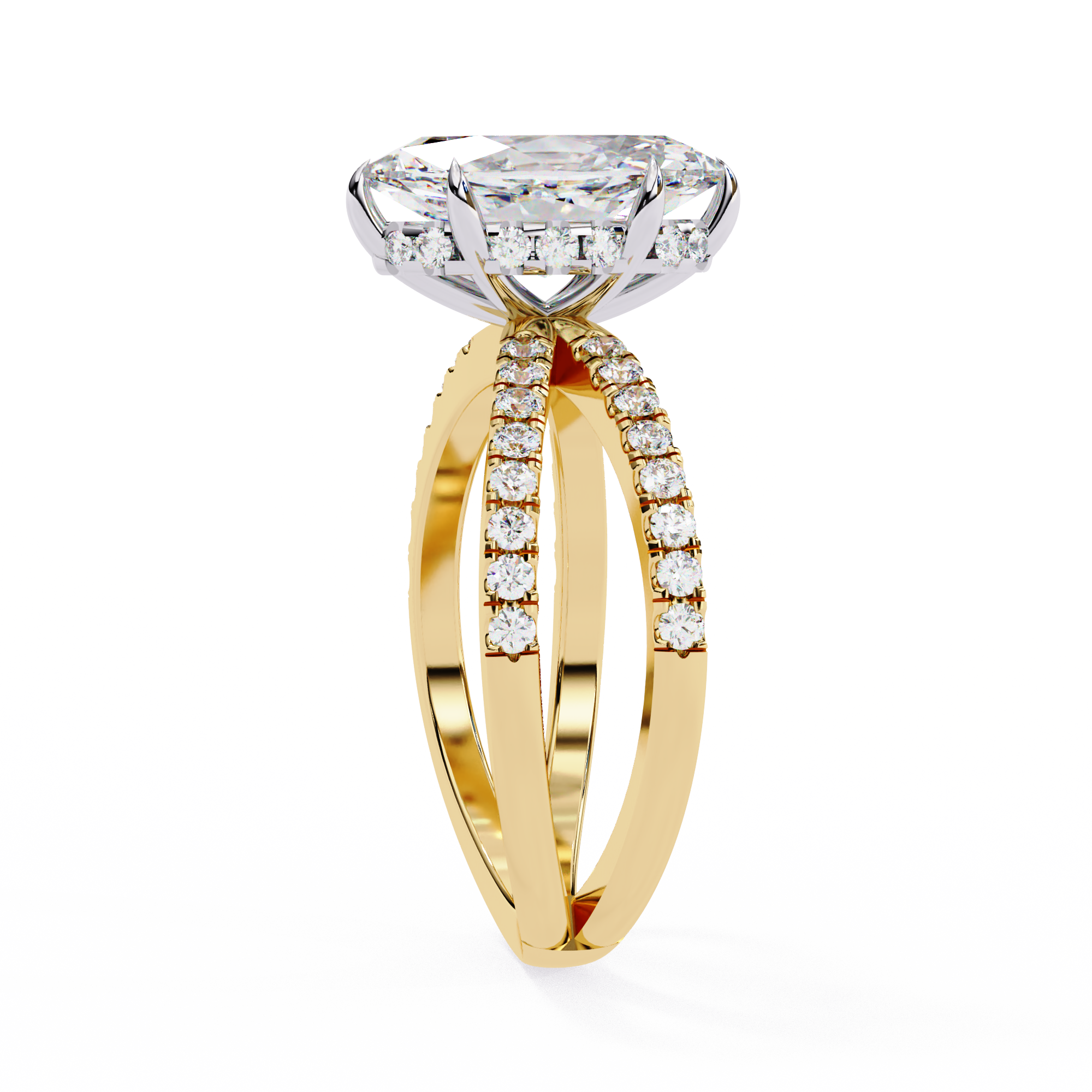 Modern Marquise Solitaire Ring with Diamond Split Shank3