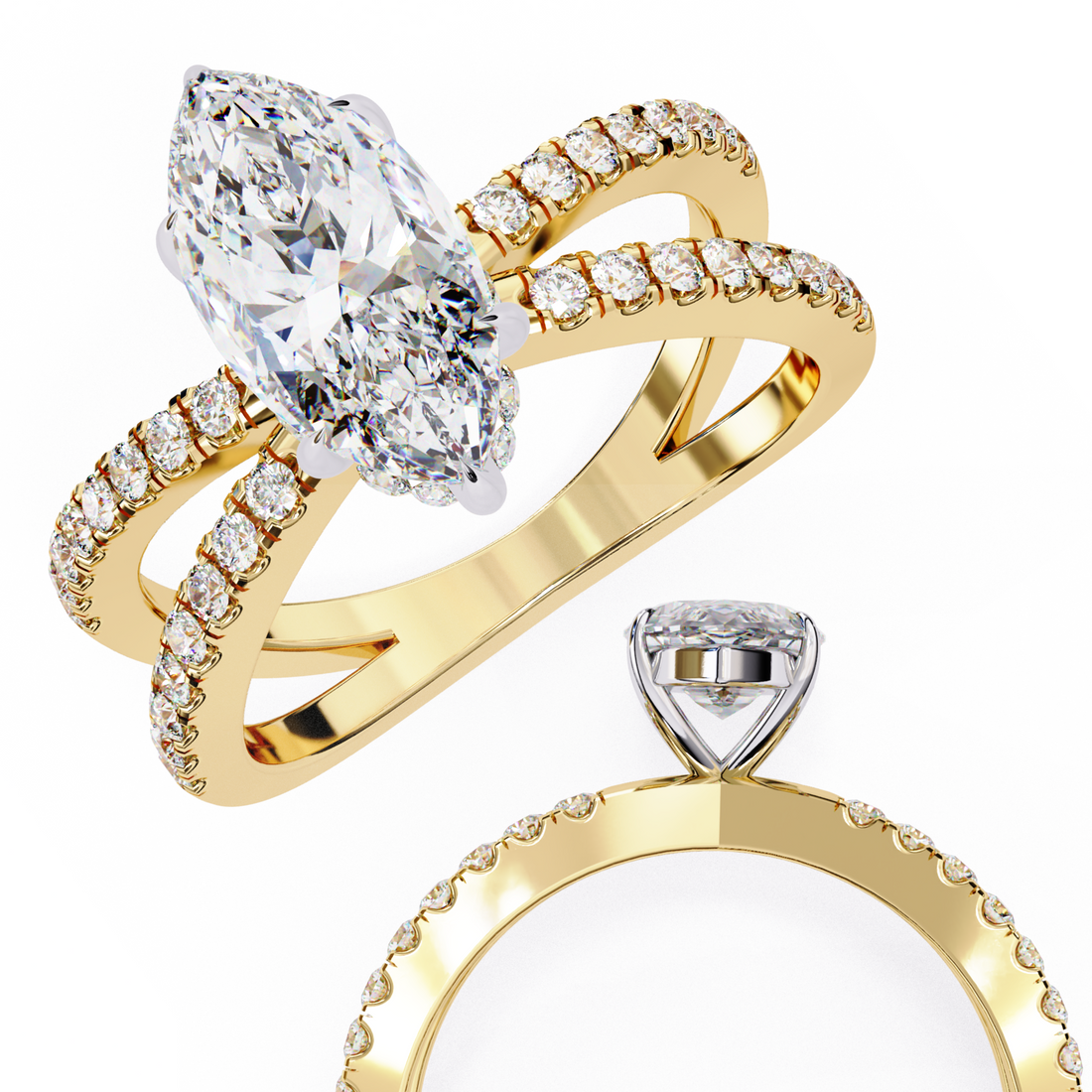 Golden Petal Diamond Ring