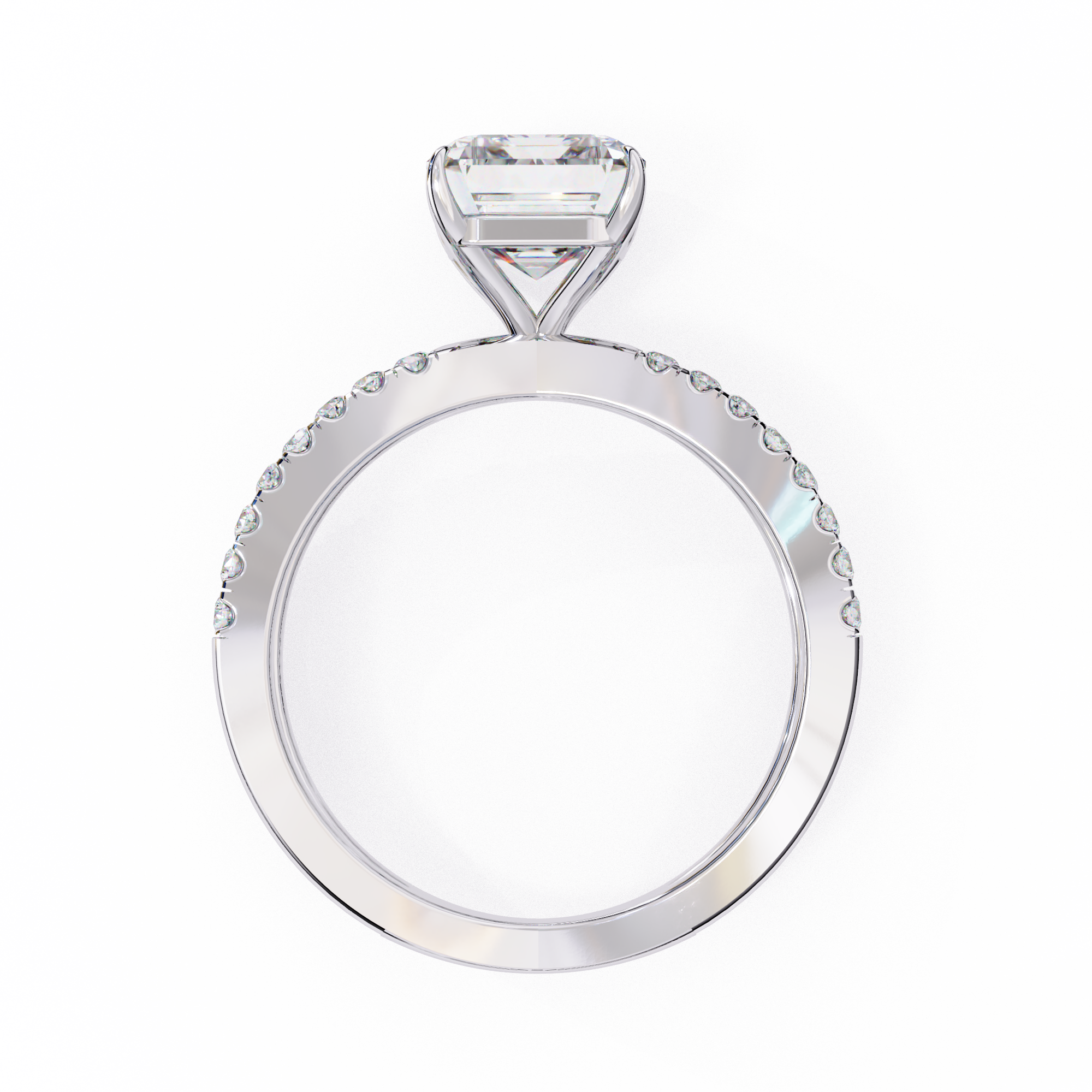 Emerald Cut Solitaire Diamond Ring with Split Shank