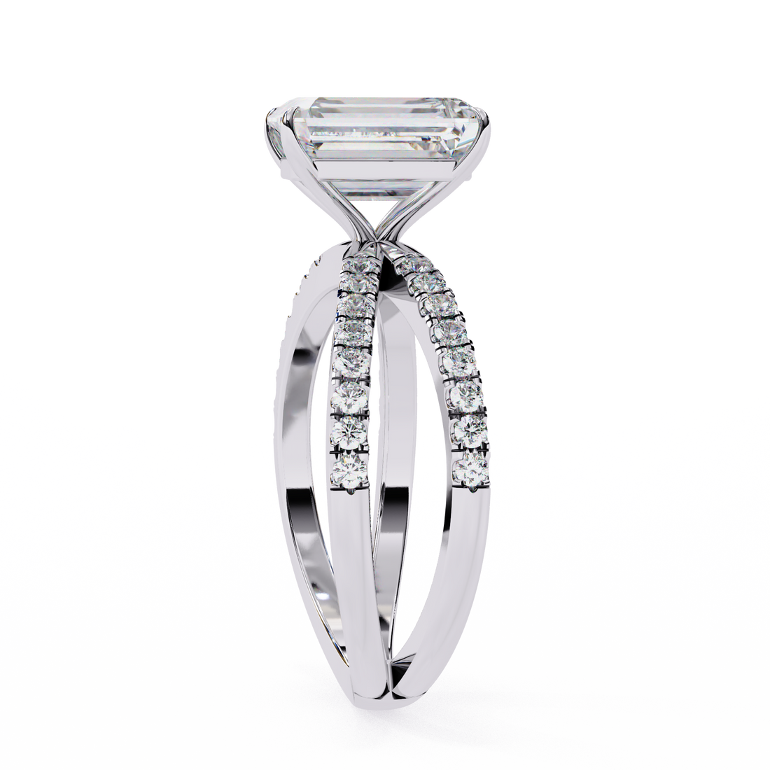 Split Band Radiant Solitaire Diamond Ring