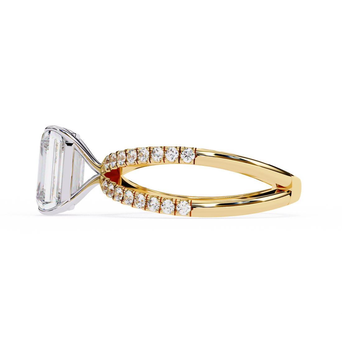 Split Band Radiant Solitaire Diamond Ring
