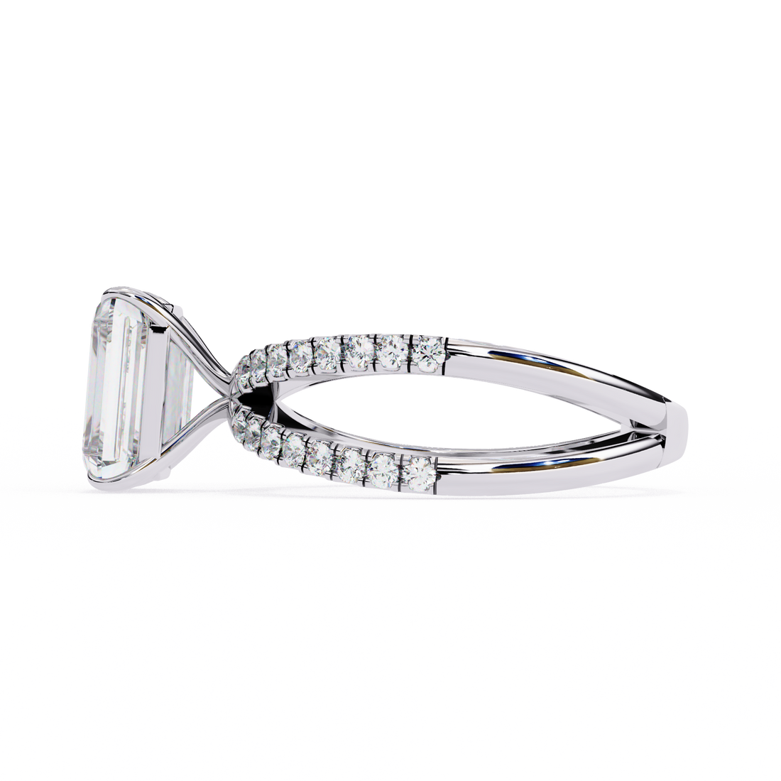 Split Band Radiant Solitaire Diamond Ring