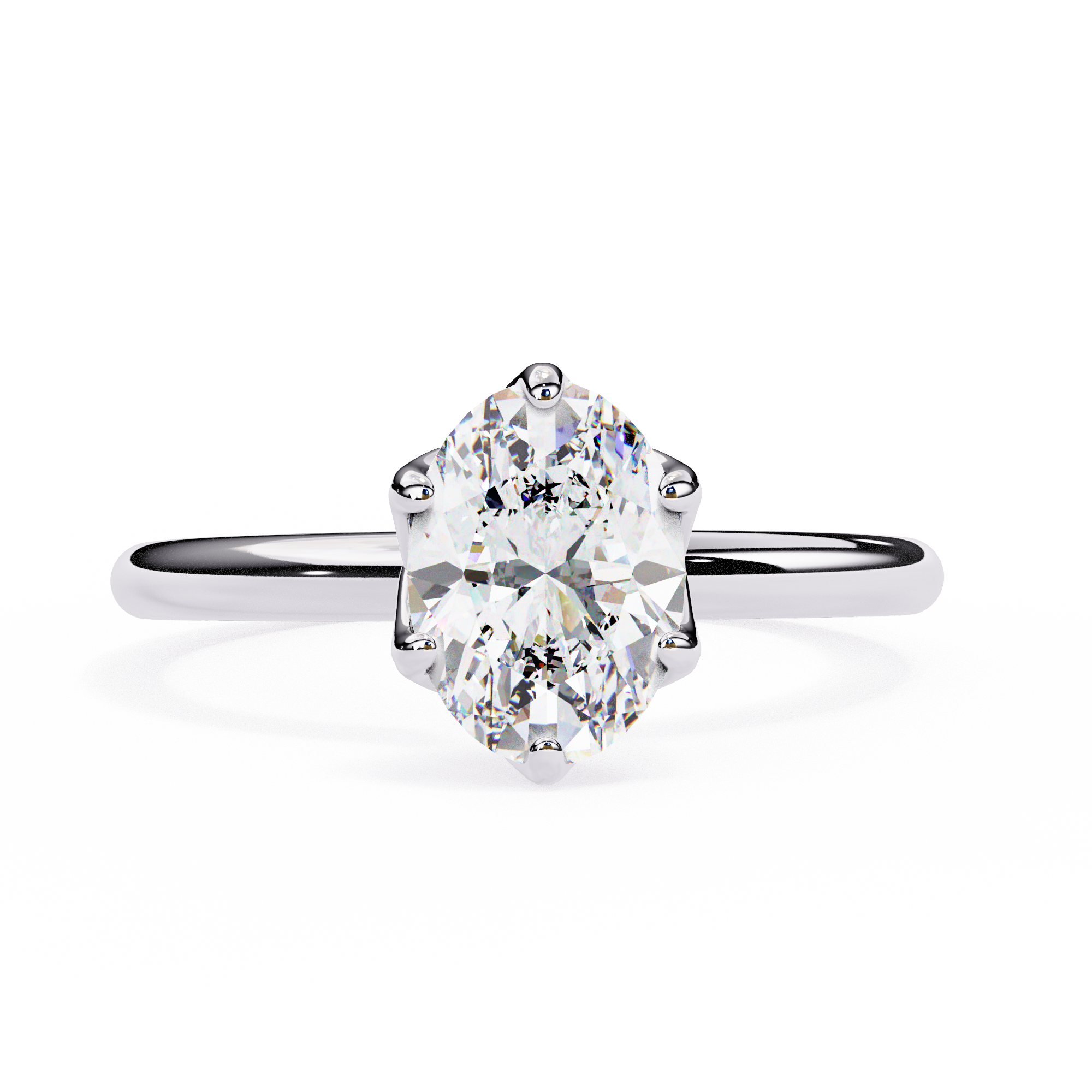 Golden Bloom Oval Solitaire Ring