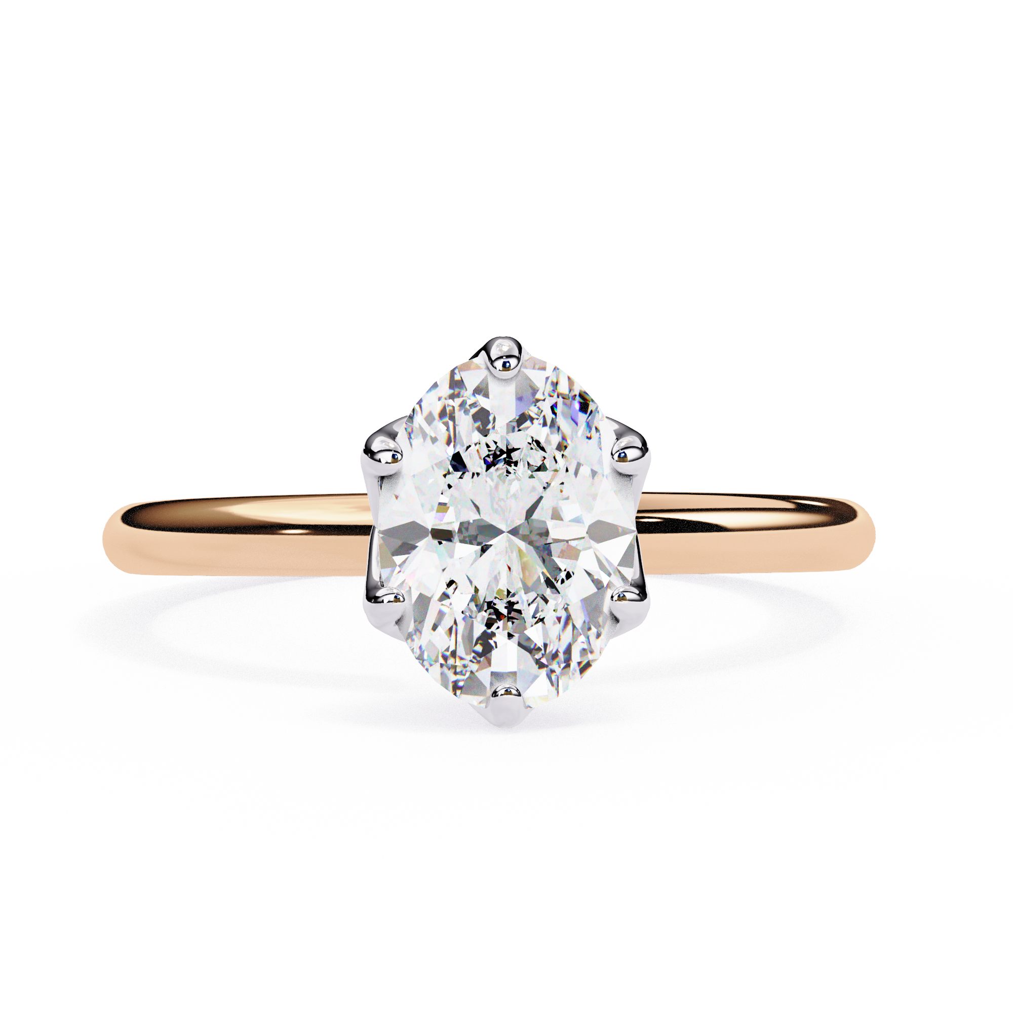 Golden Bloom Oval Solitaire Ring