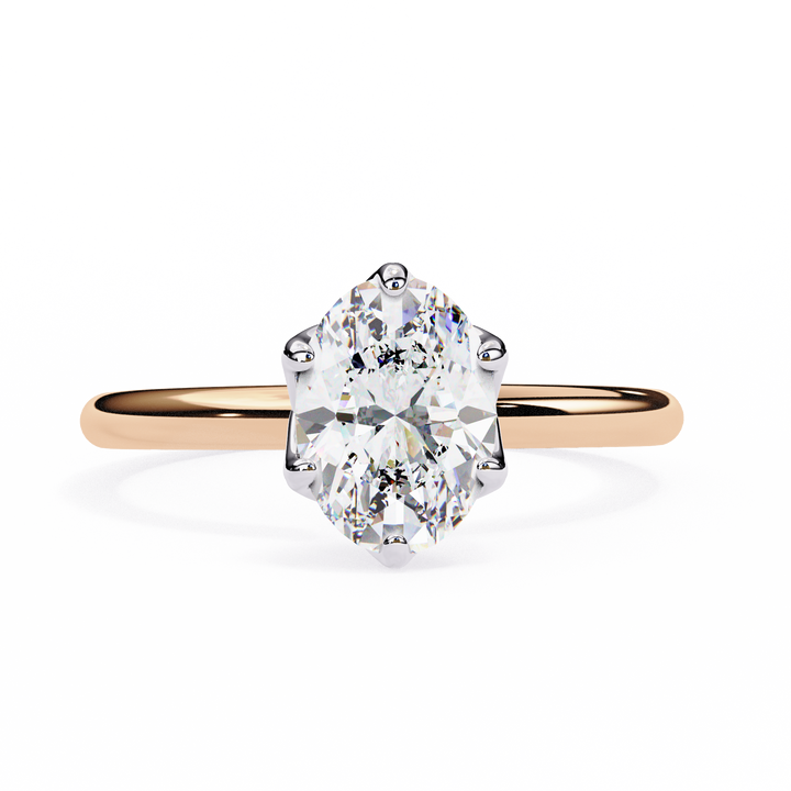 Golden Bloom Oval Solitaire Ring