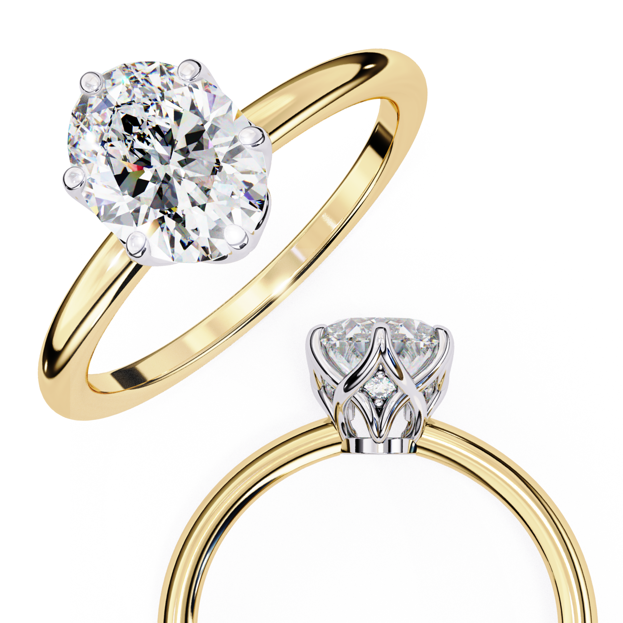 Golden Bloom Oval Solitaire Ring