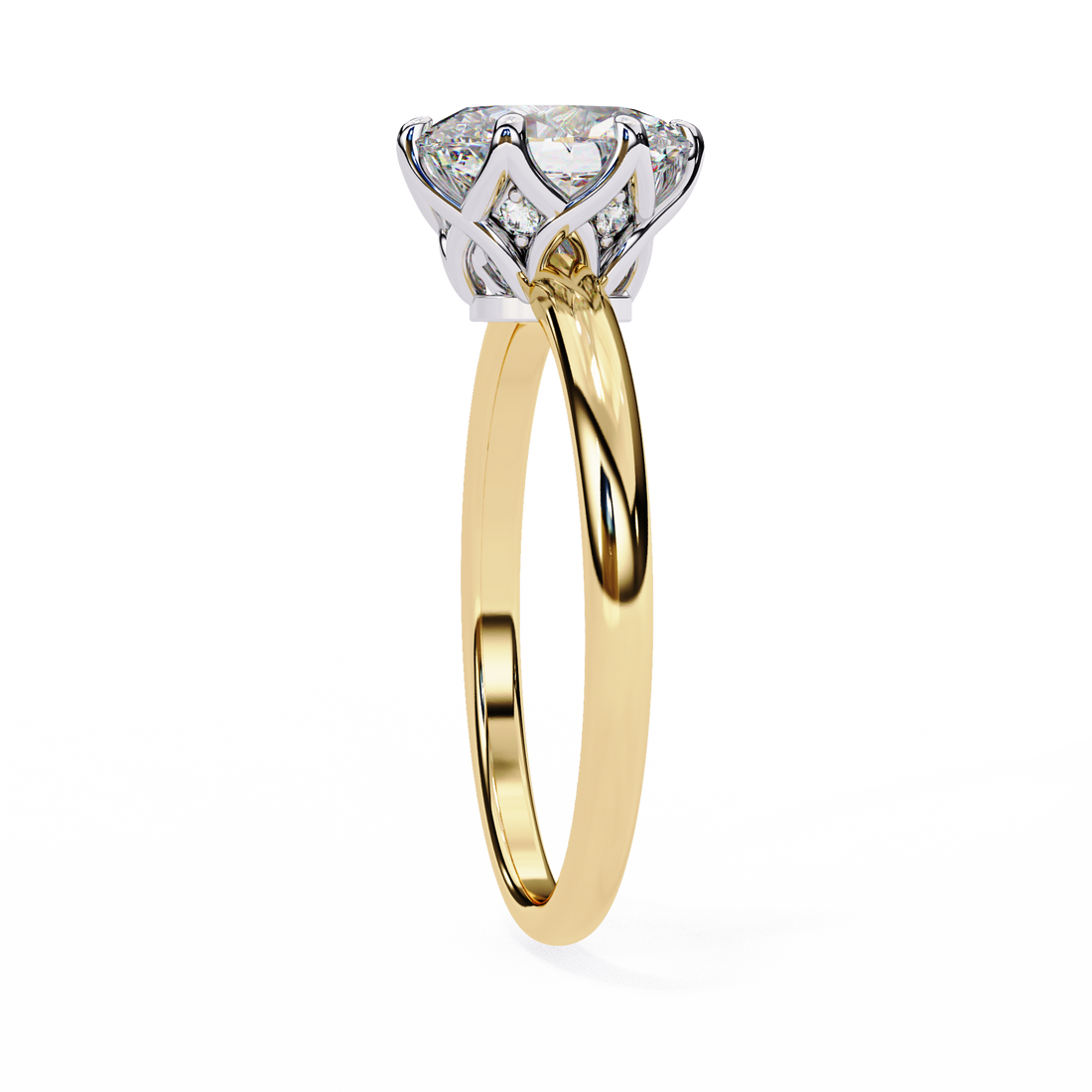 Golden Bloom Oval Solitaire Ring