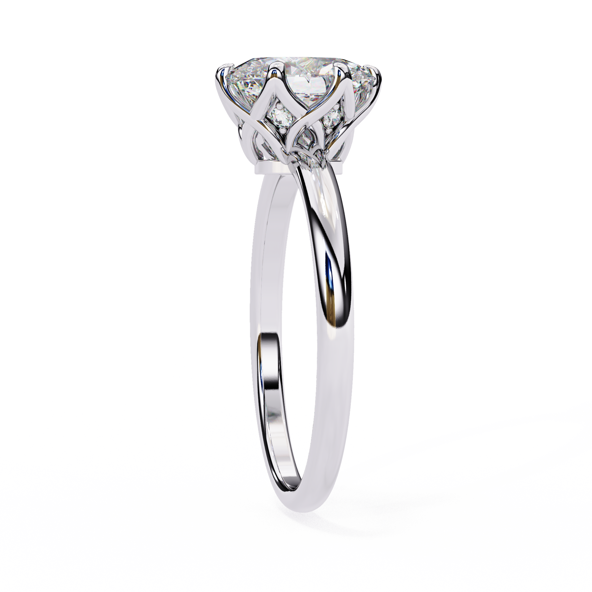 Golden Bloom Oval Solitaire Ring