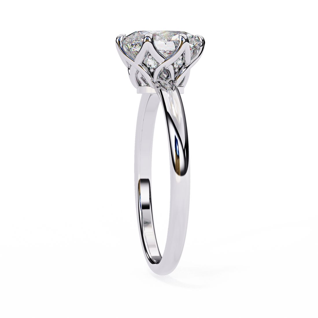 Golden Bloom Oval Solitaire Ring