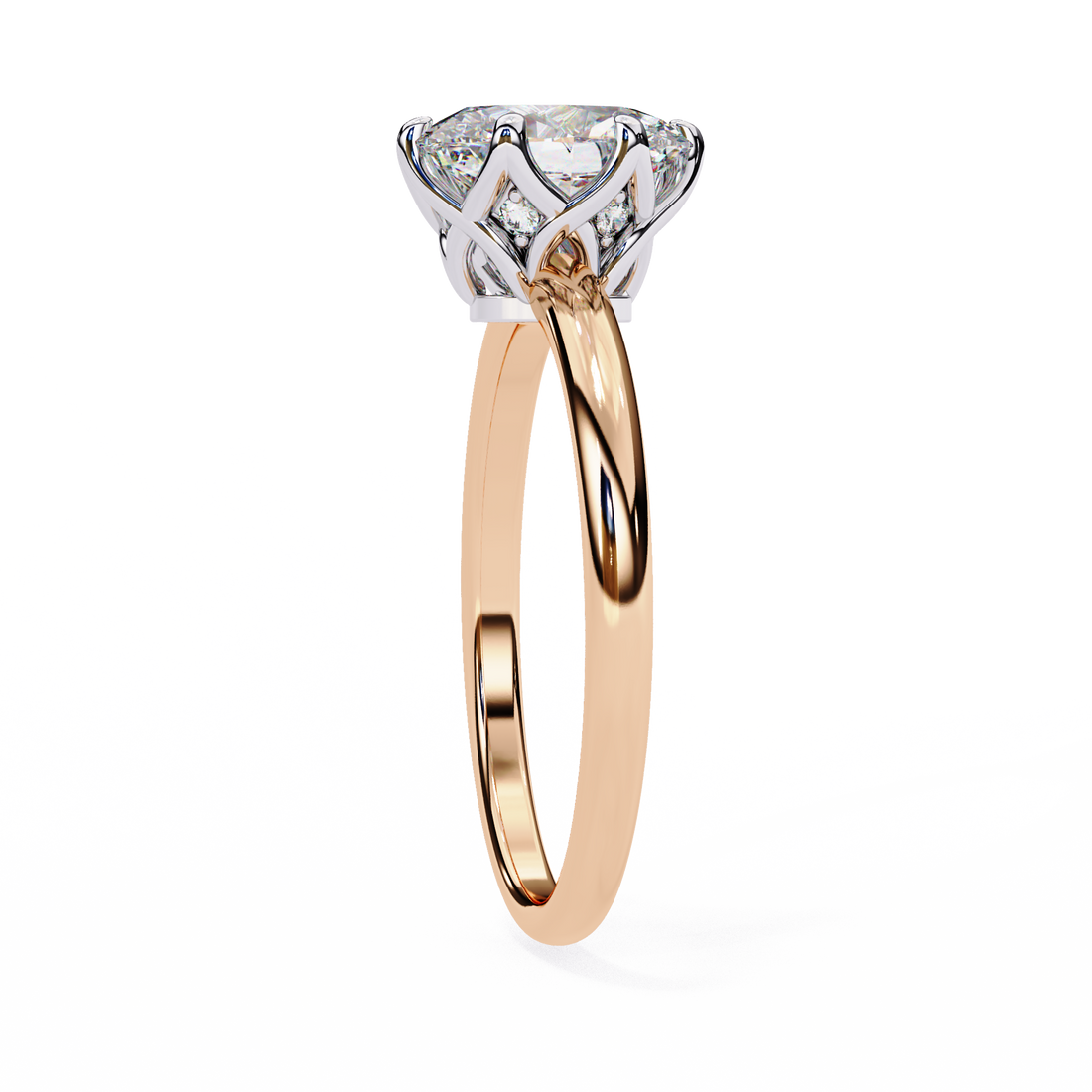 Golden Bloom Oval Solitaire Ring