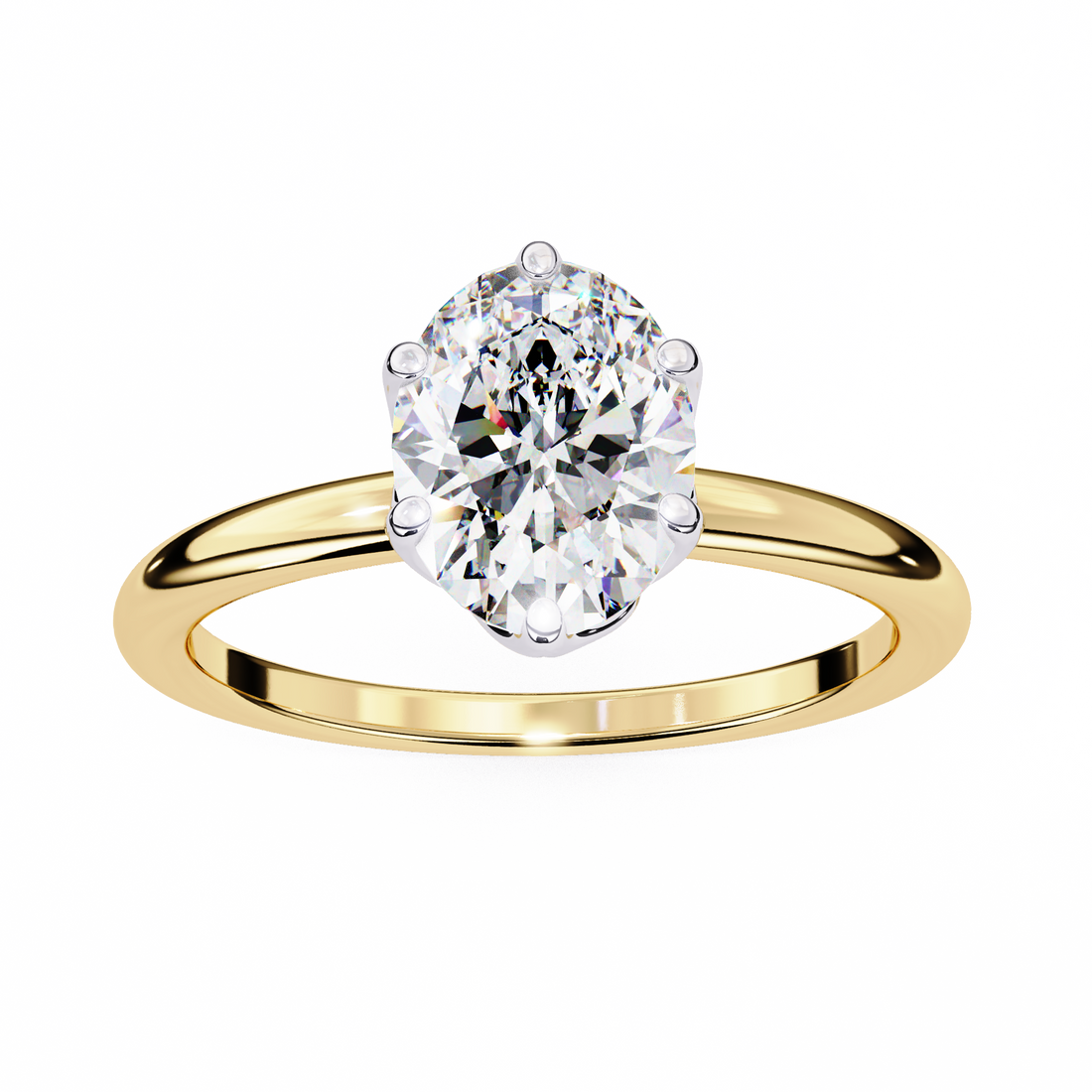 Golden Bloom Oval Solitaire Ring