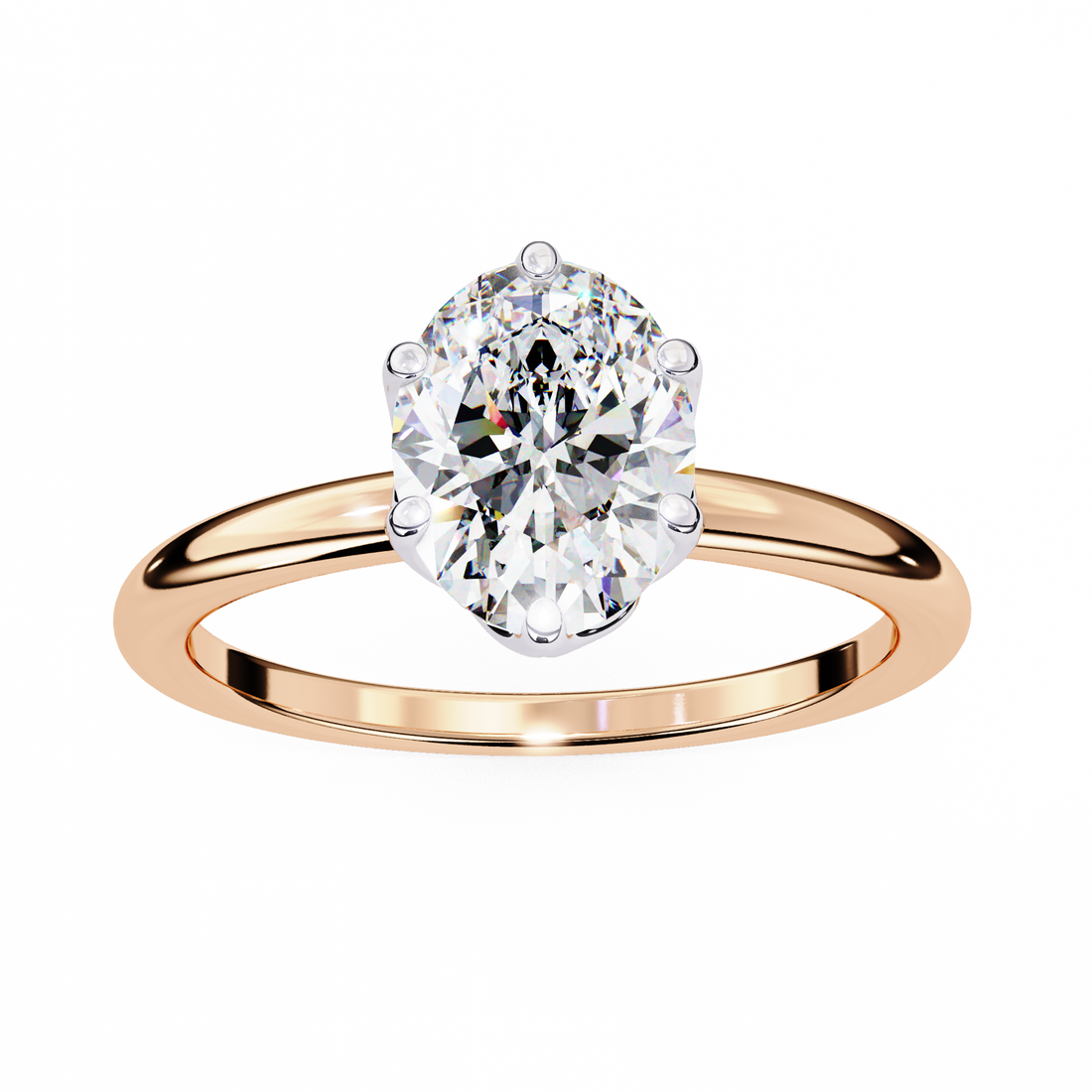 Golden Bloom Oval Solitaire Ring