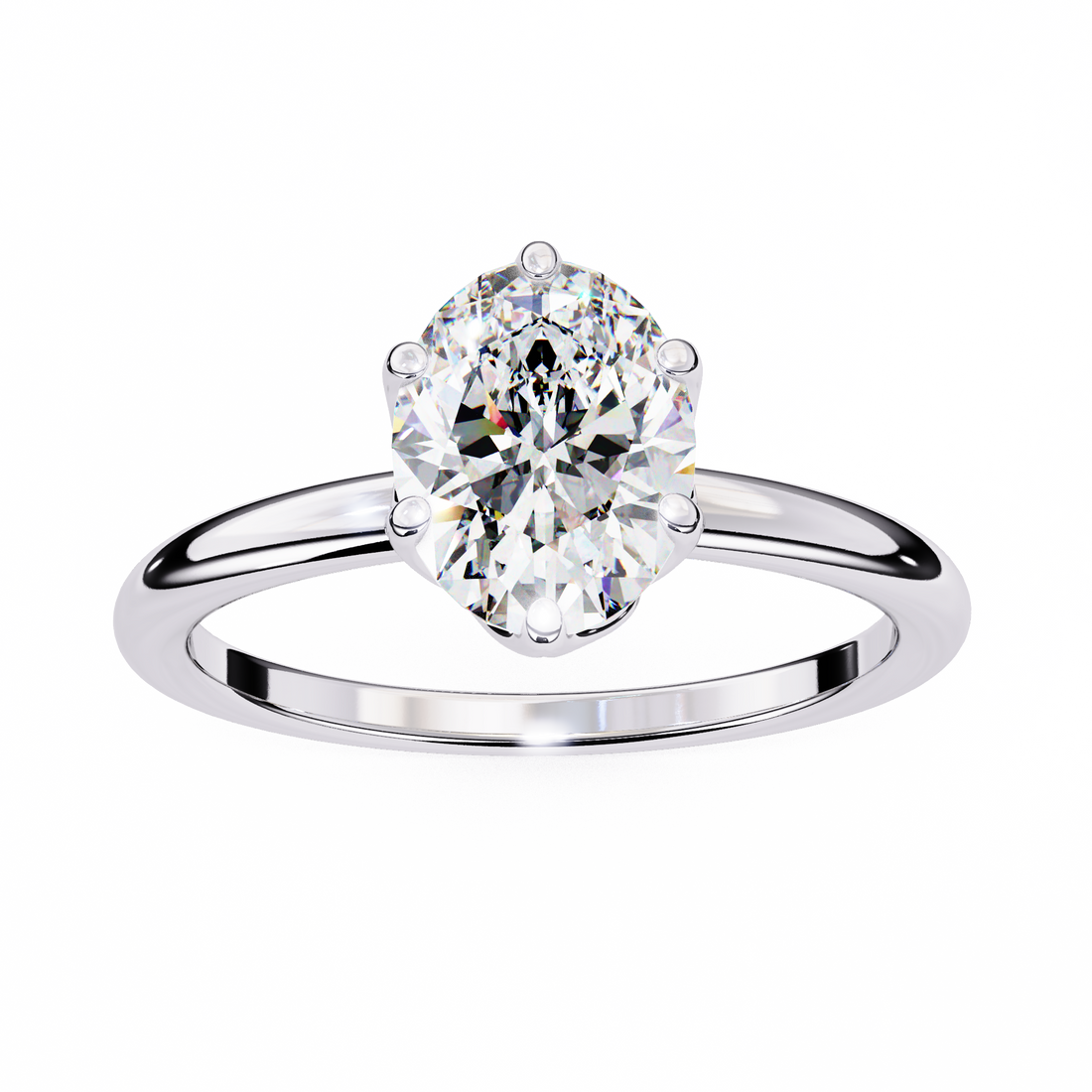 Golden Bloom Oval Solitaire Ring