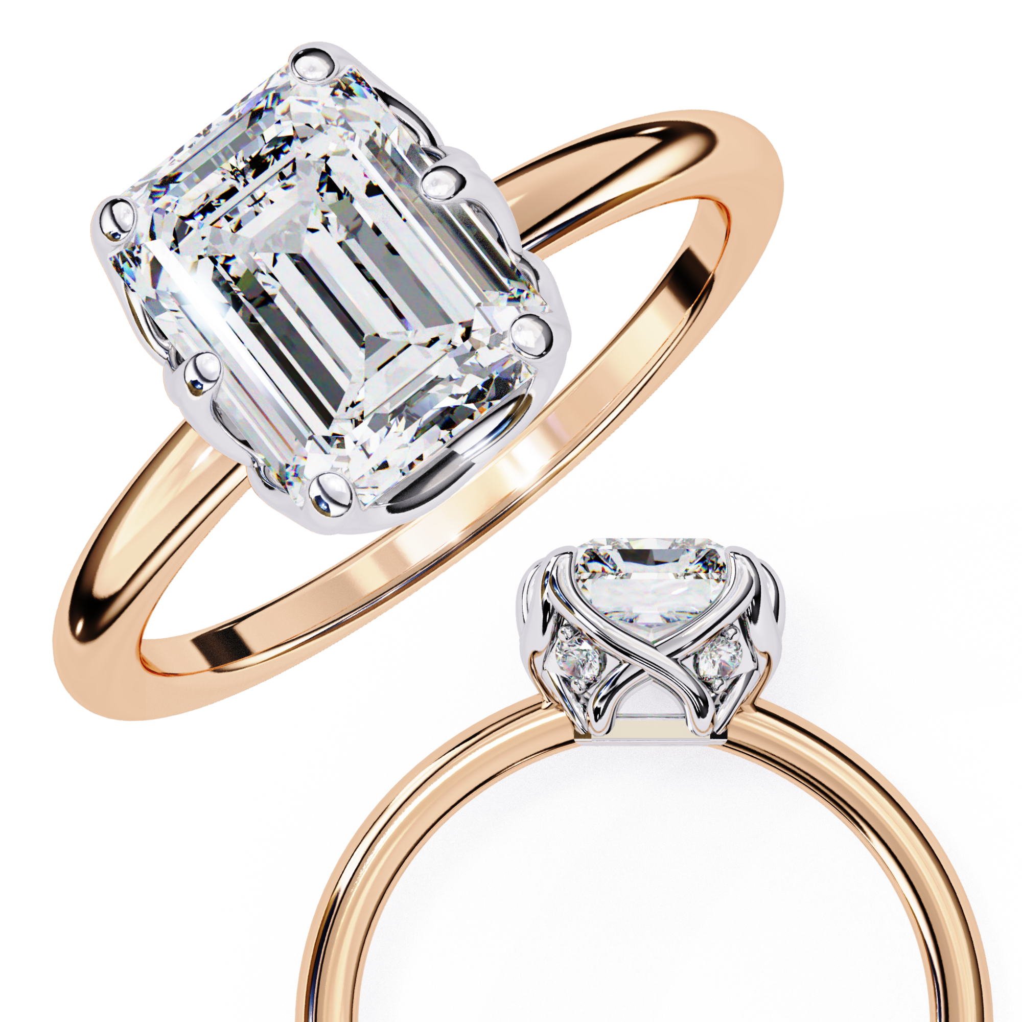 Emerald Cut Lab Grown Solitaire Engagement Ring