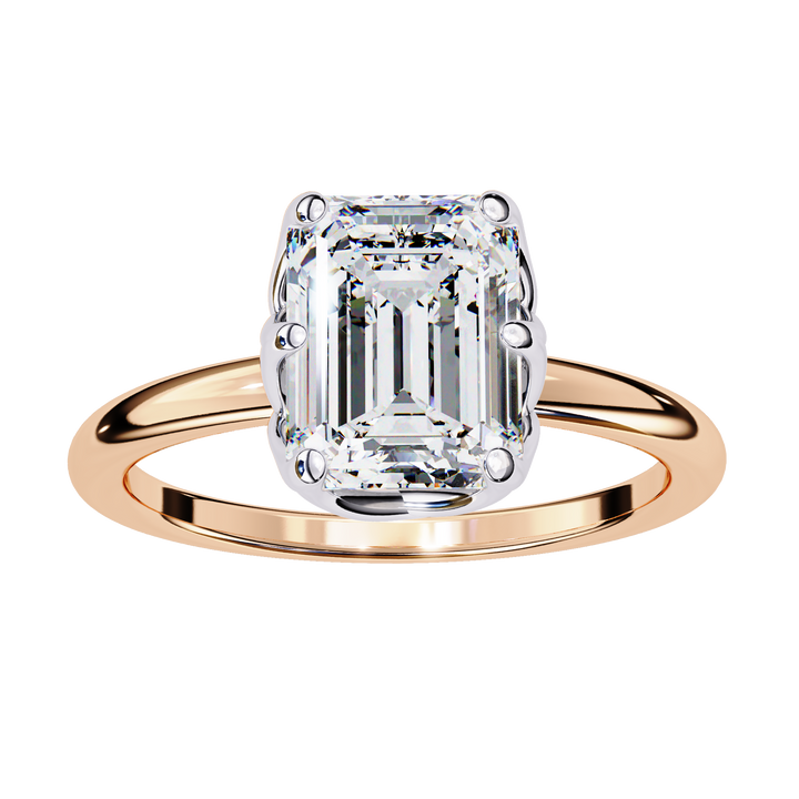 Emerald Cut Lab Grown Solitaire Engagement Ring
