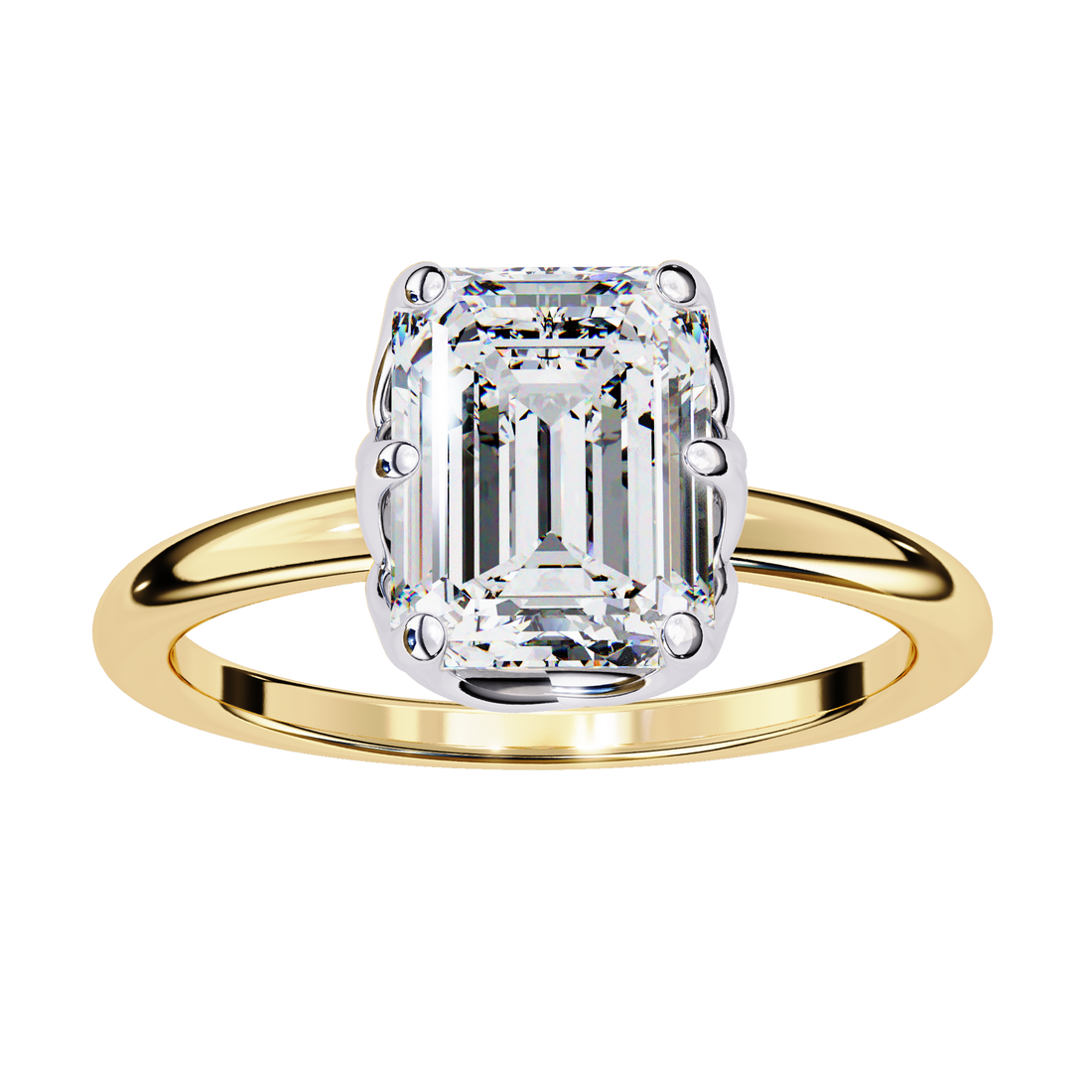 Emerald Cut Lab Grown Solitaire Engagement Ring