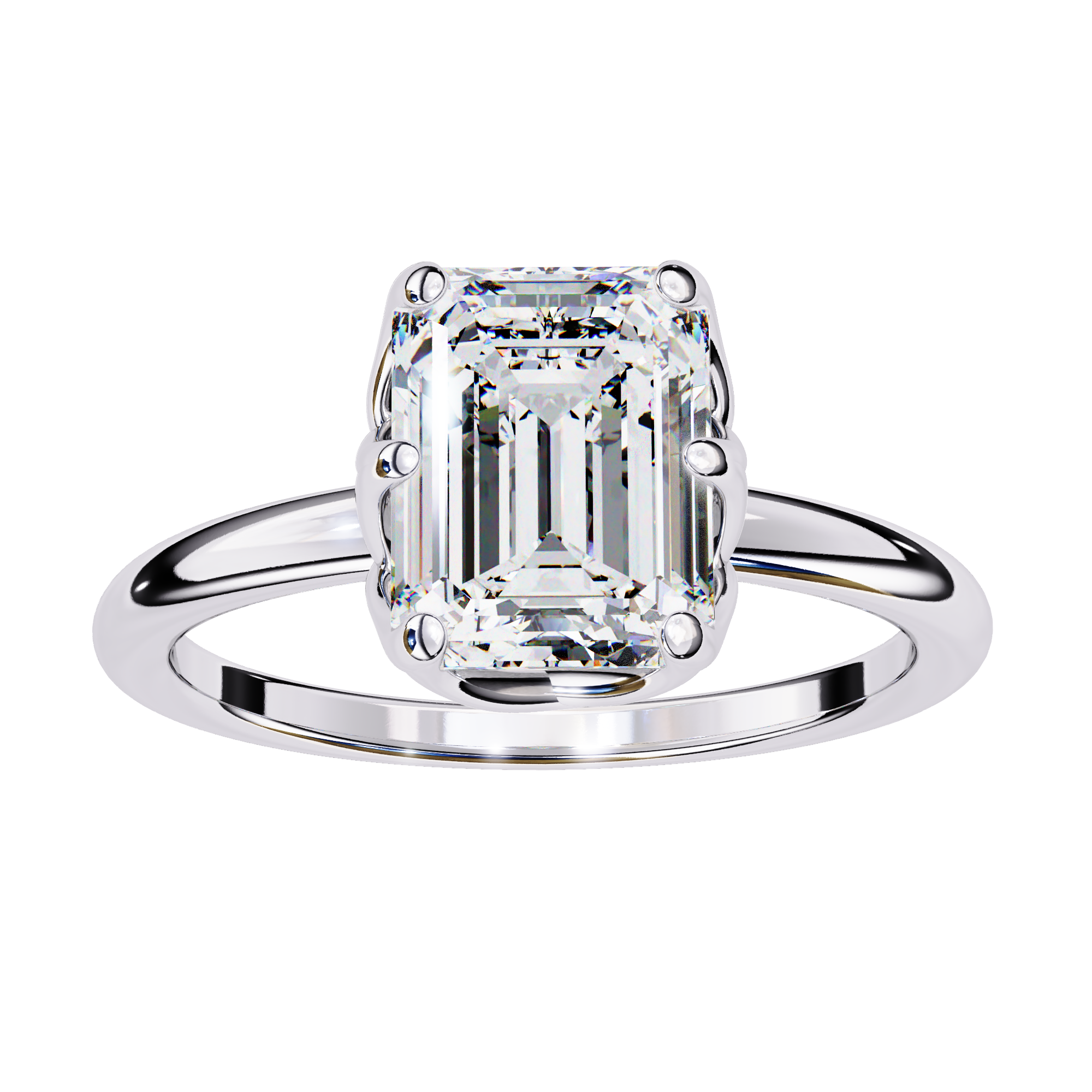 Emerald Cut Lab Grown Solitaire Engagement Ring