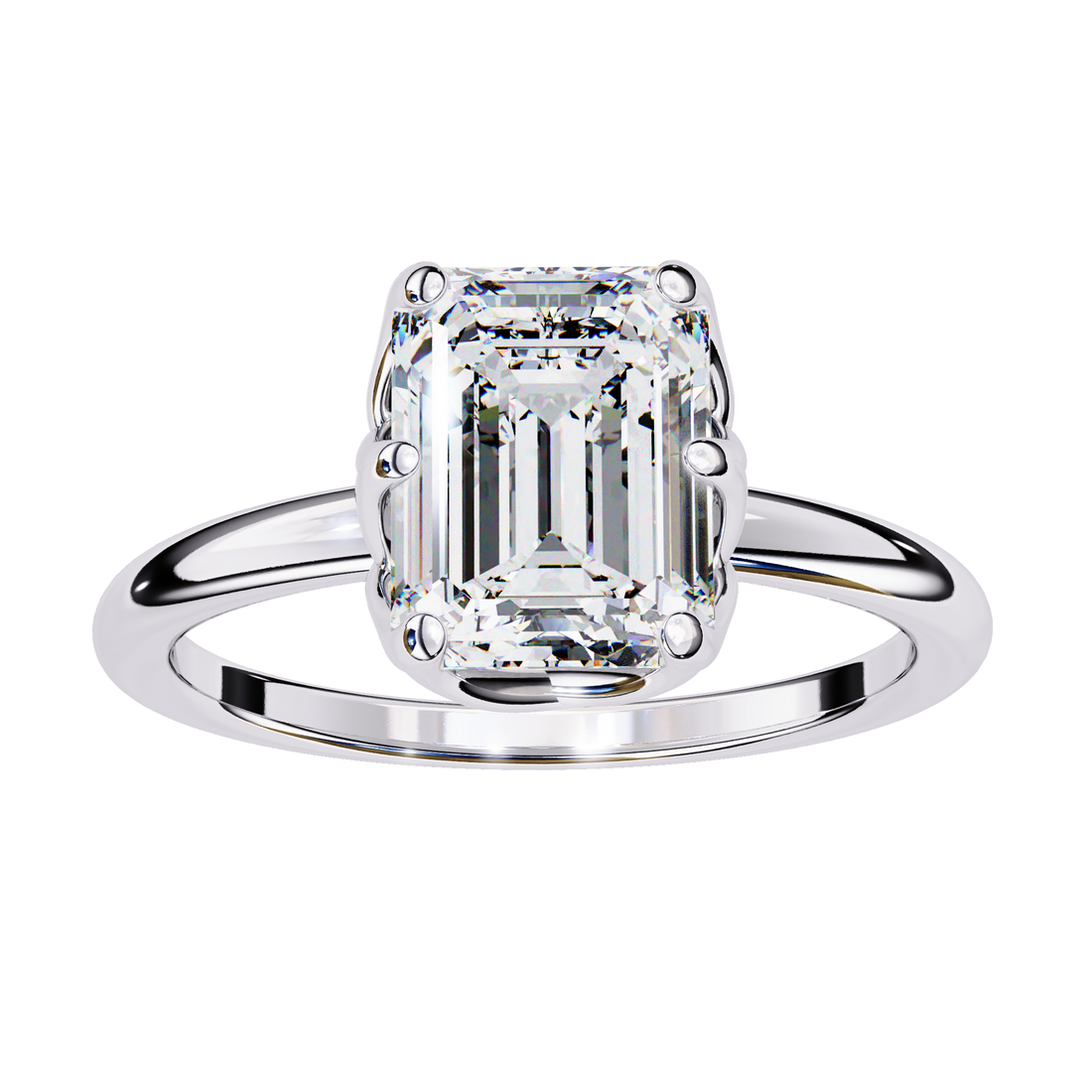Emerald Cut Lab Grown Solitaire Engagement Ring