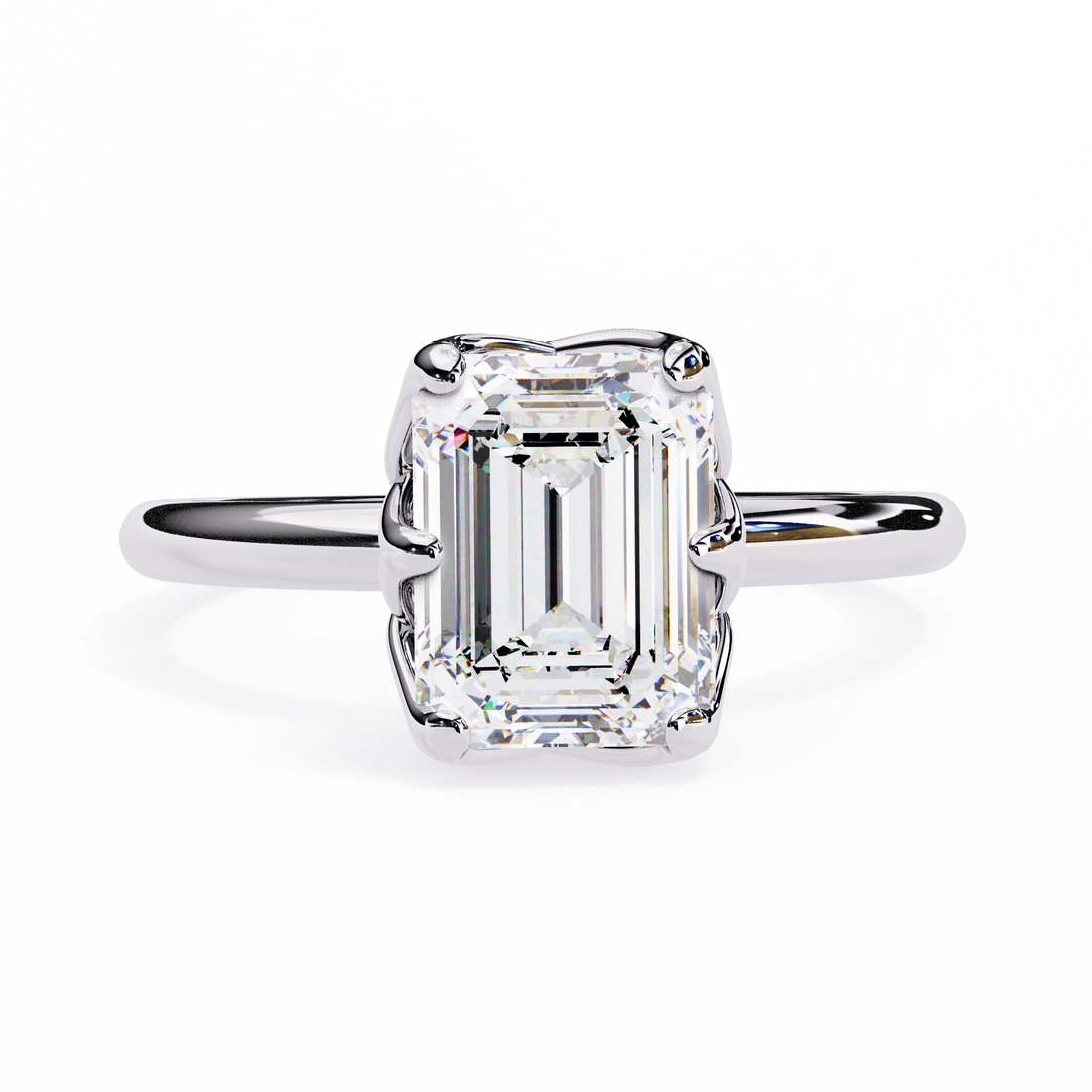 Emerald Cut Lab Grown Solitaire Engagement Ring
