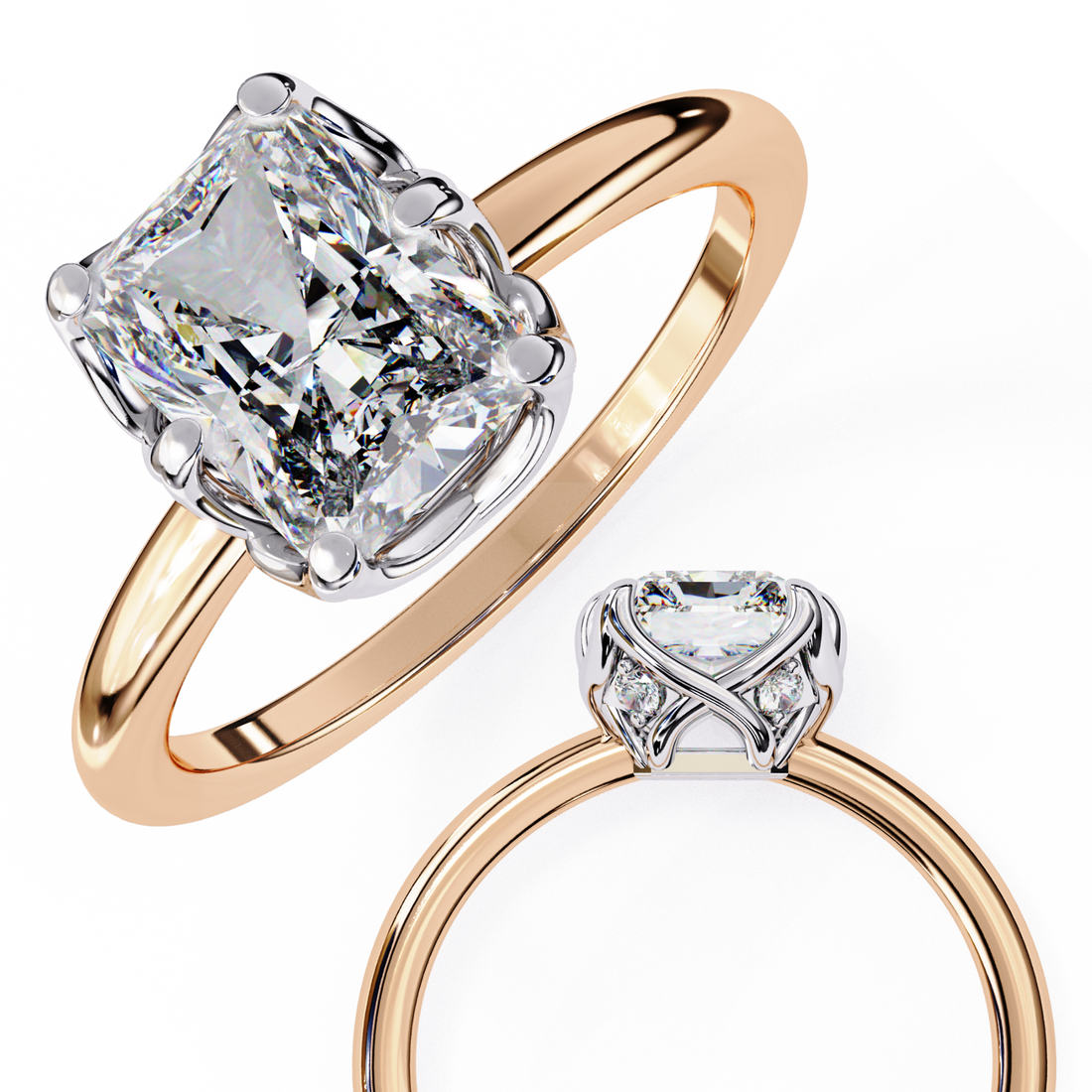 Radiant Cut Lab Grown Solitaire Engagement Ring