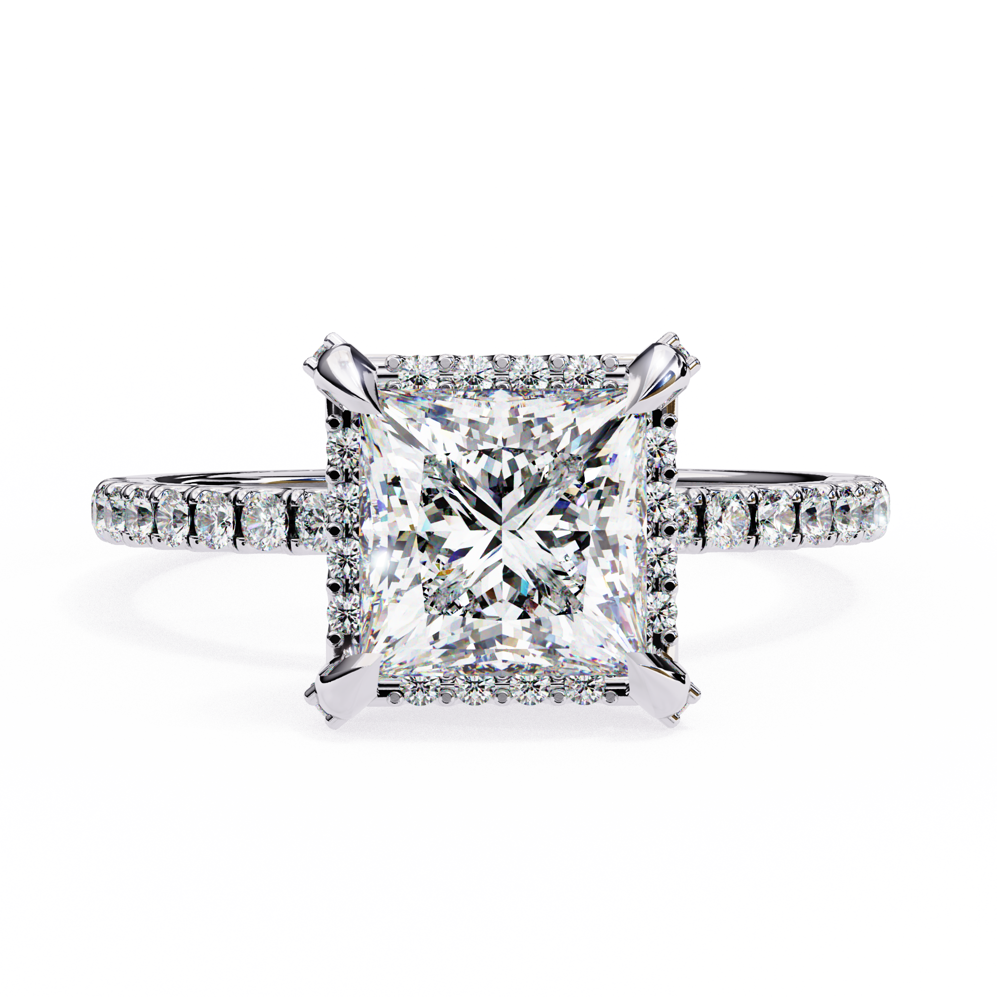 Lab Grown Diamond Princess Cut Halo Ring