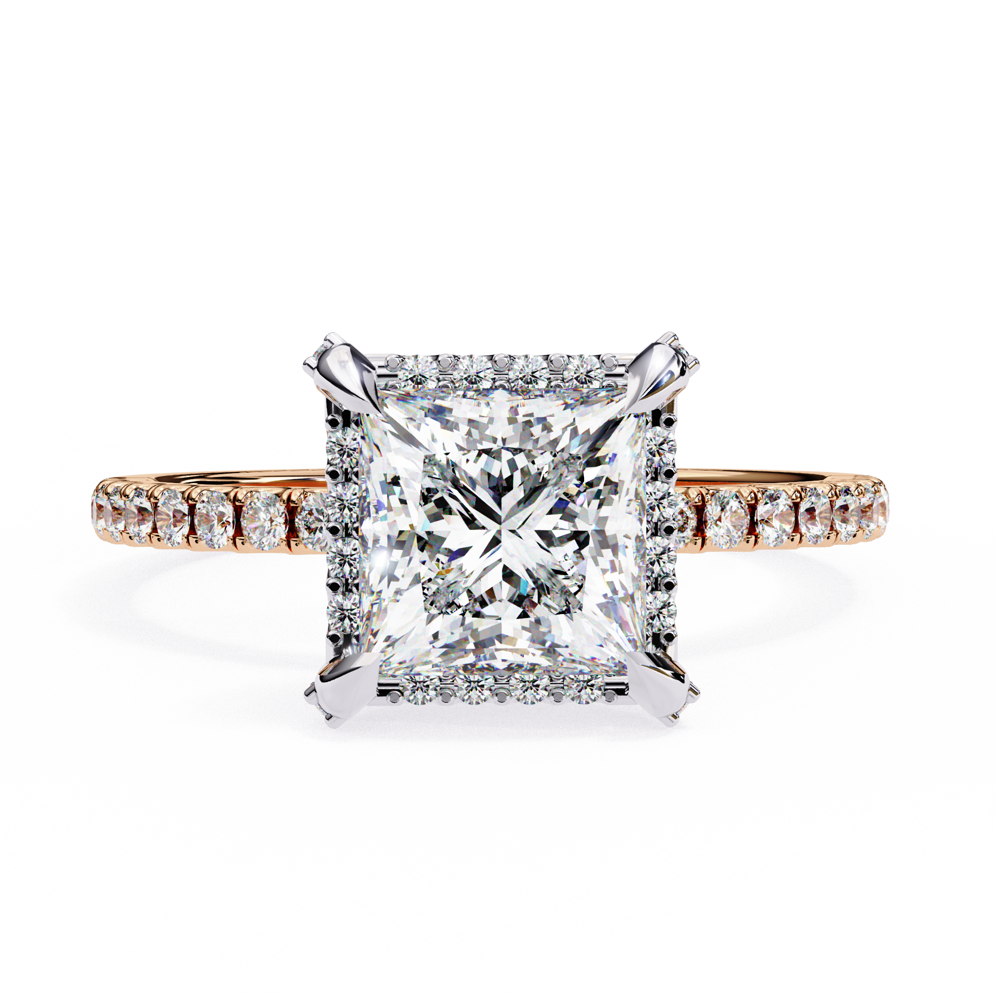 Lab Grown Diamond Princess Cut Halo Ring
