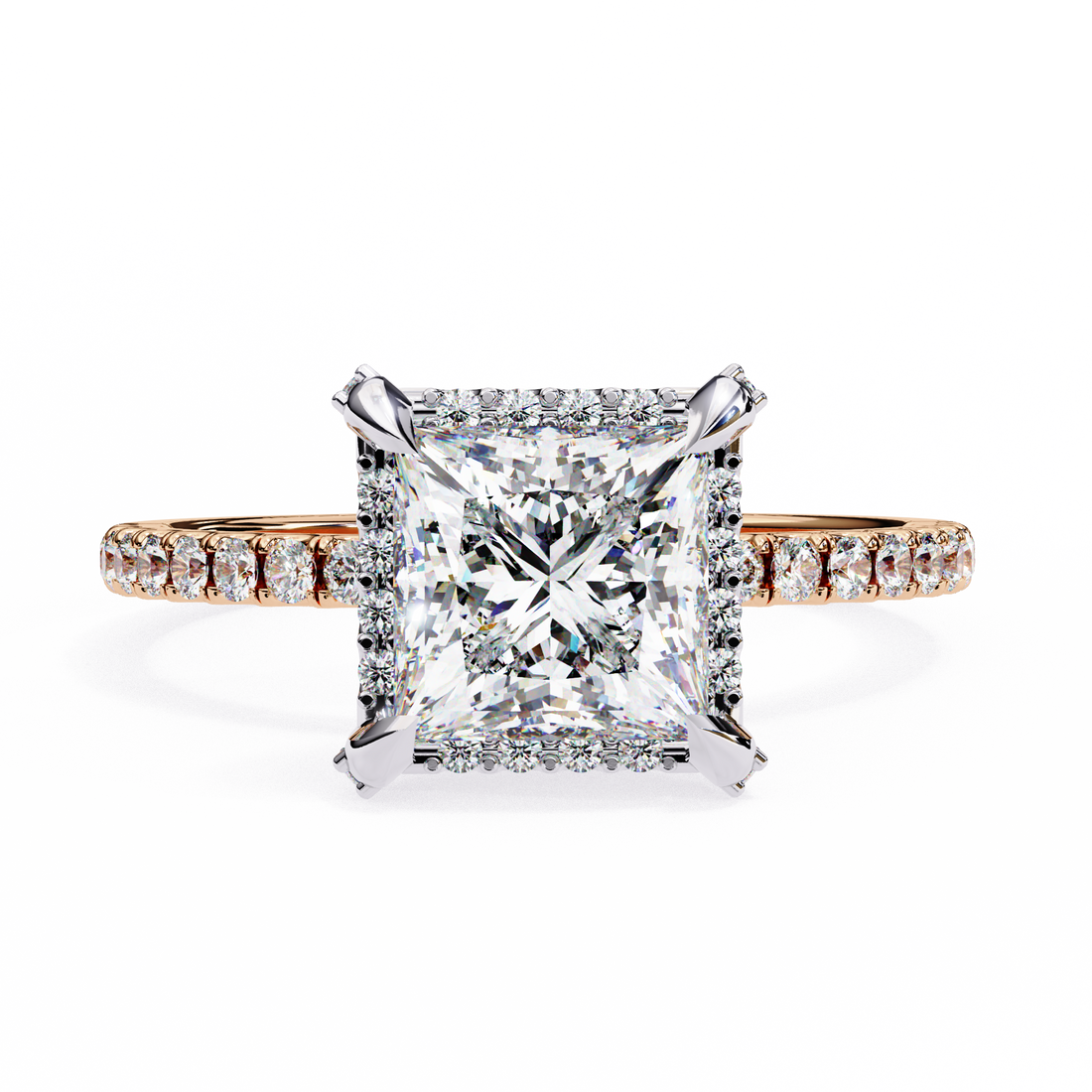 Lab Grown Diamond Princess Cut Halo Ring