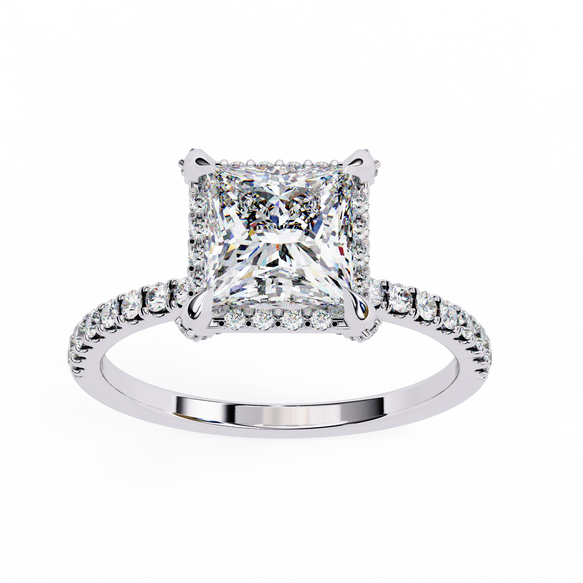 Lab Grown Diamond Princess Cut Halo Ring