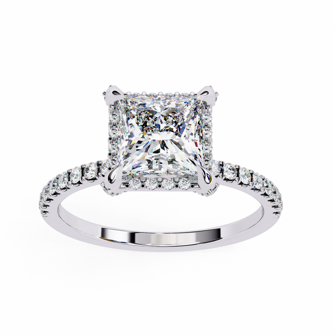 Lab Grown Diamond Princess Cut Halo Ring