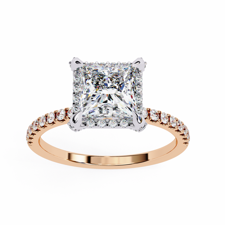 Lab Grown Diamond Princess Cut Halo Ring
