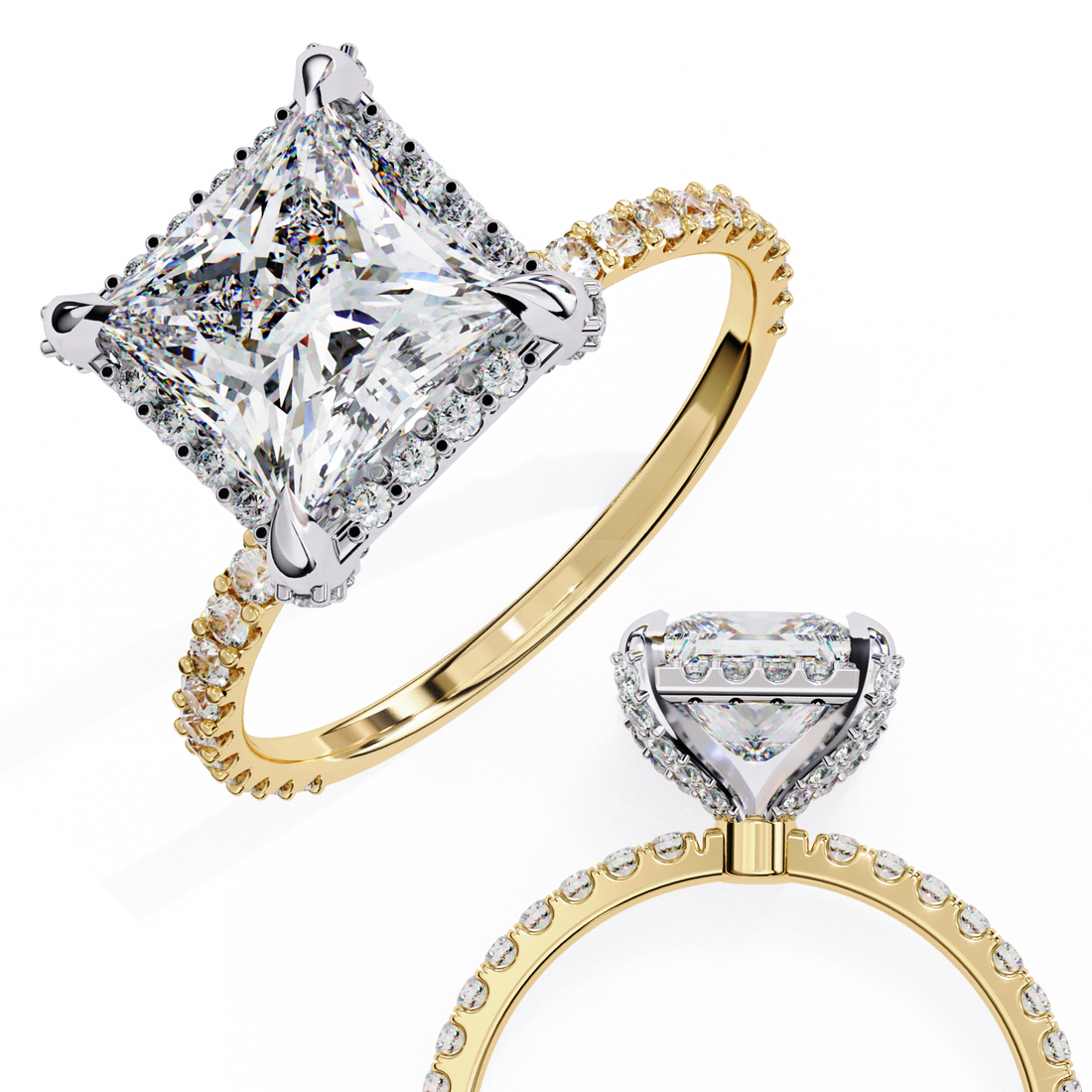 Lab Grown Diamond Princess Cut Halo Ring