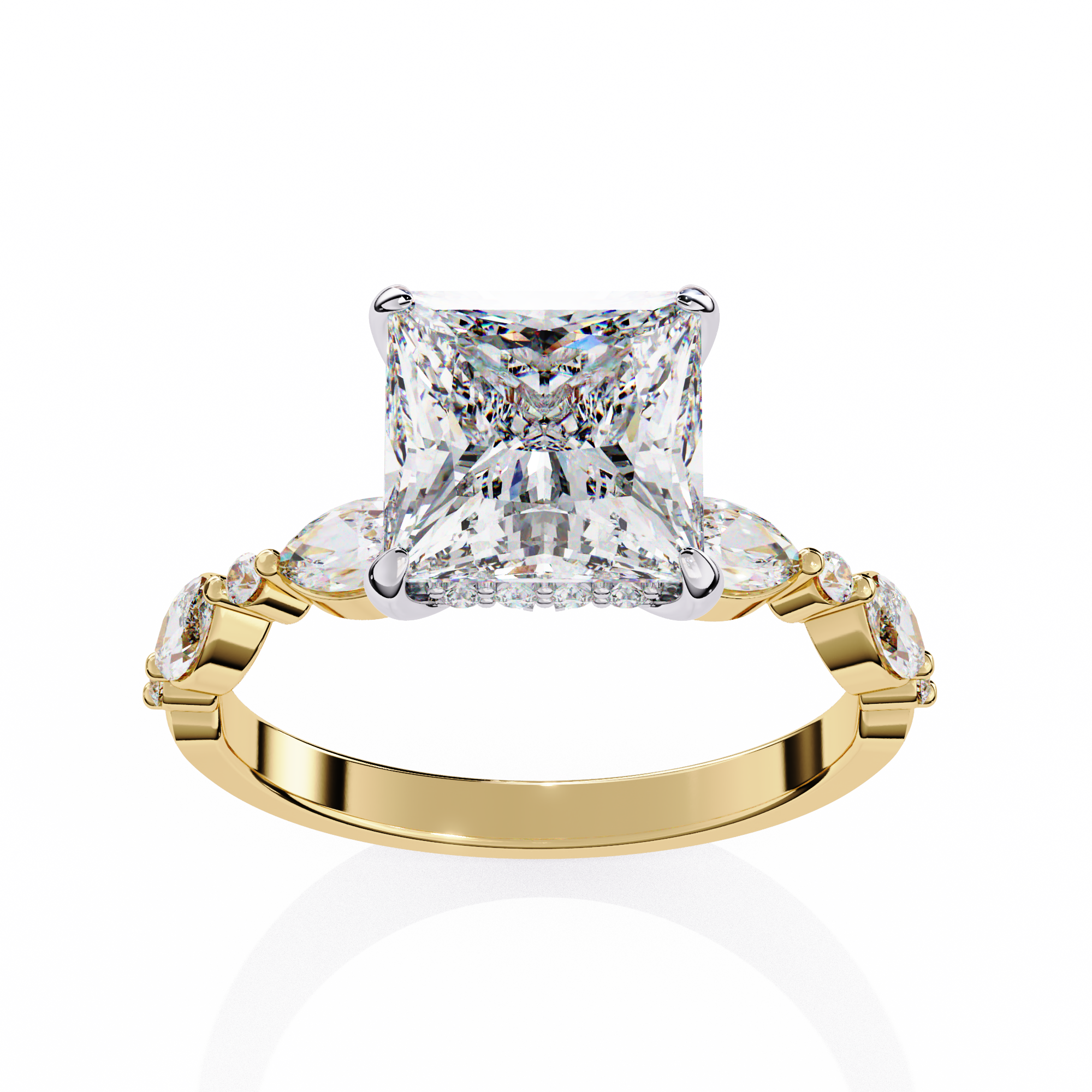 Luxury Princess Cut Diamond Ring with Vintage-Inspired