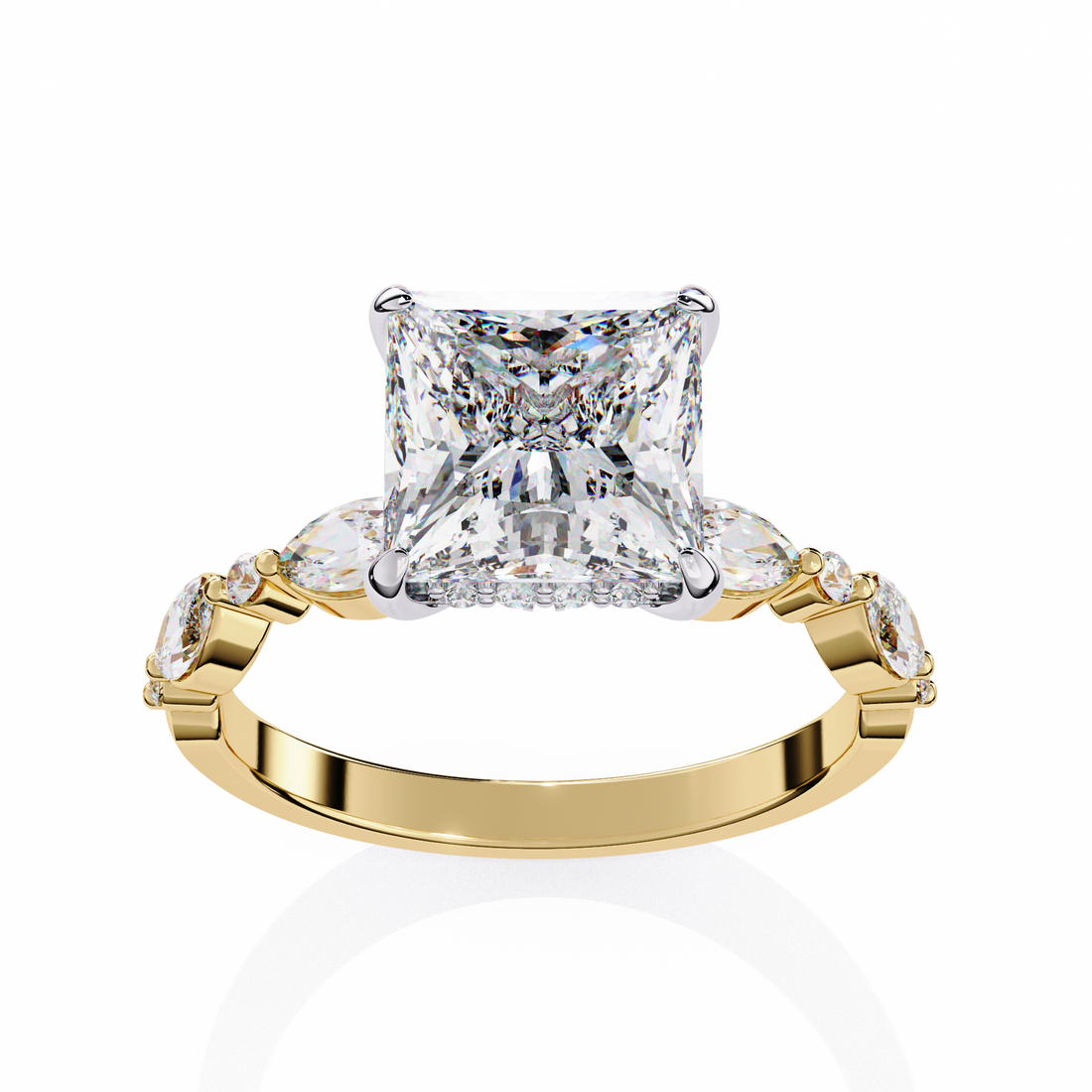 Luxury Princess Cut Diamond Ring with Vintage-Inspired