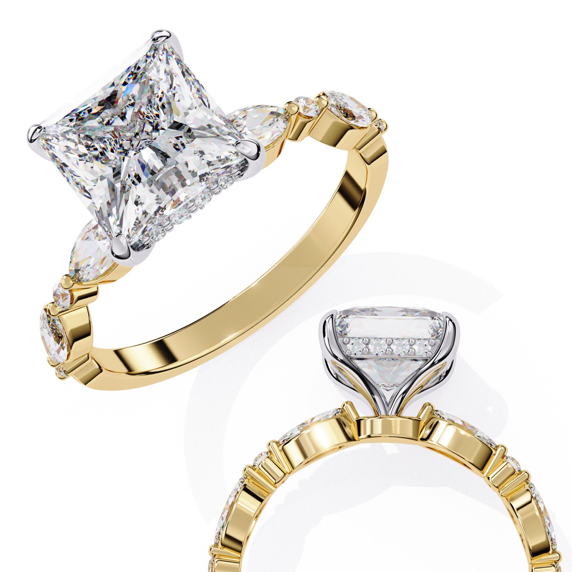 Luxury Princess Cut Diamond Ring with Vintage-Inspired