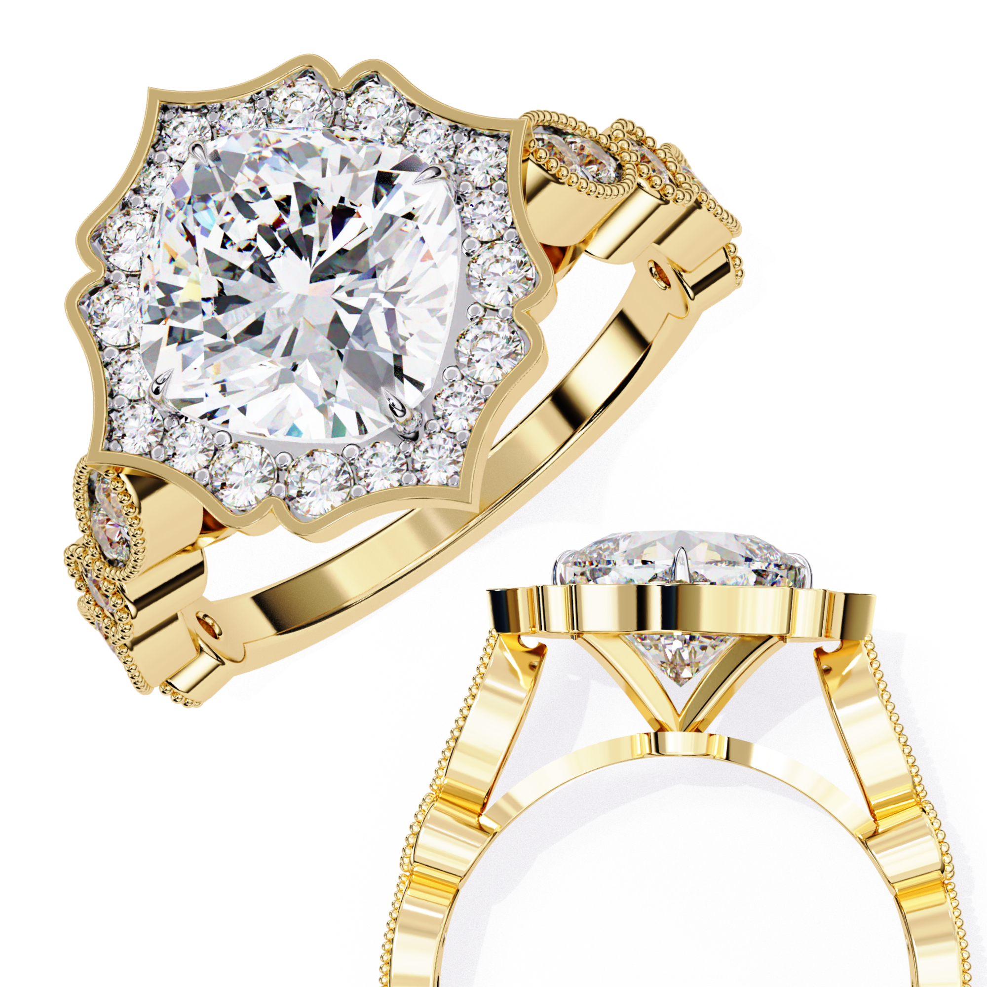 Royal Style Cushion Lab Grown Diamond Diamond  Ring