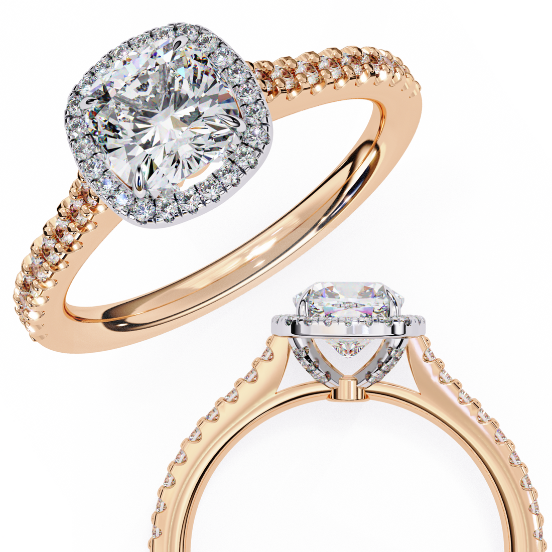 Cushion Halo Lab Grown Diamond Ring