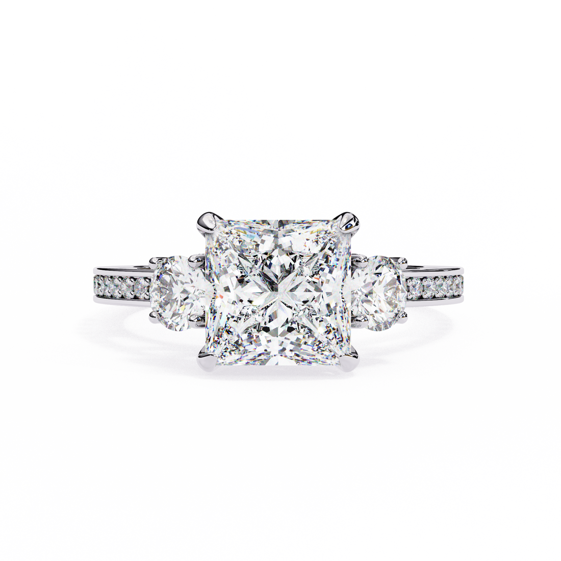 Princess Cut Three Diamond lab Grown Ring