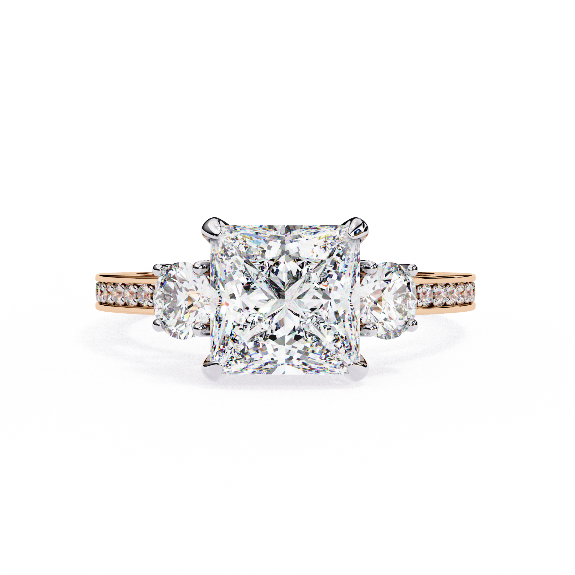 Princess Cut Three Diamond lab Grown Ring