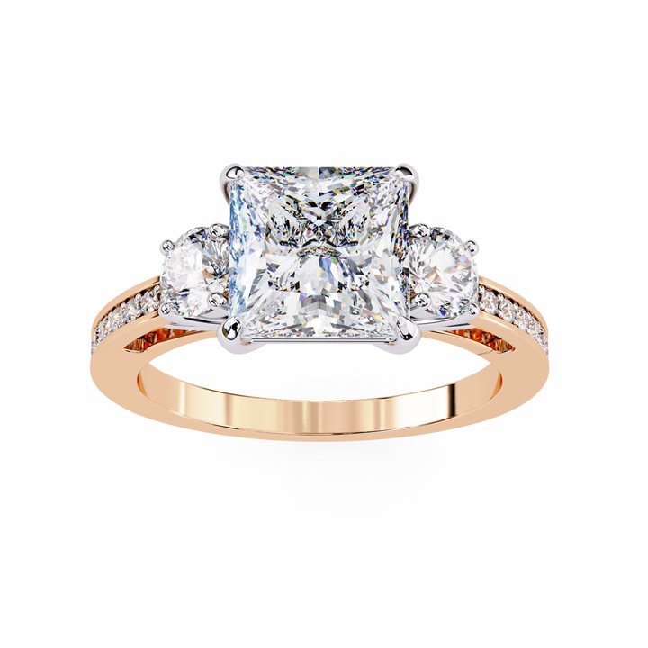 Princess Cut Three Diamond lab Grown Ring