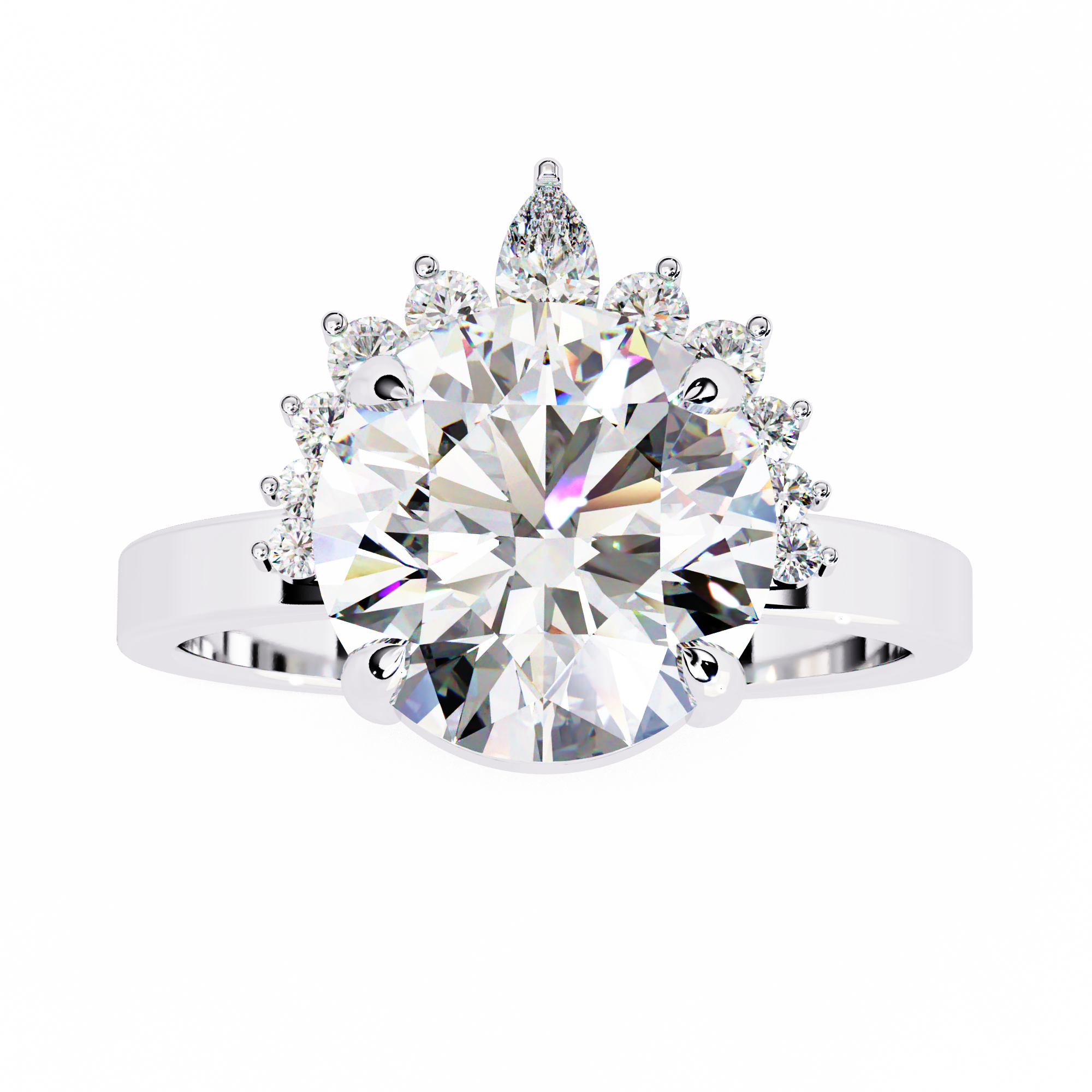 Luxe Halo Starburst Lab Diamond Ring
