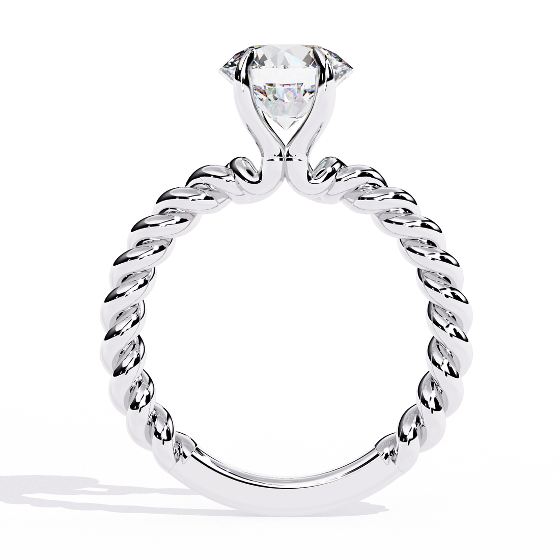 Twisted Rope Band Solitaire Diamond Ring