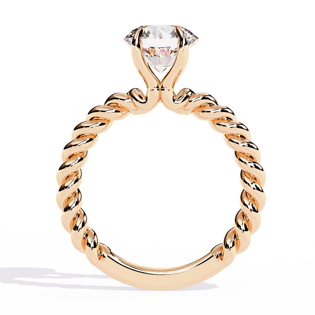 Twisted Rope Band Solitaire Diamond Ring
