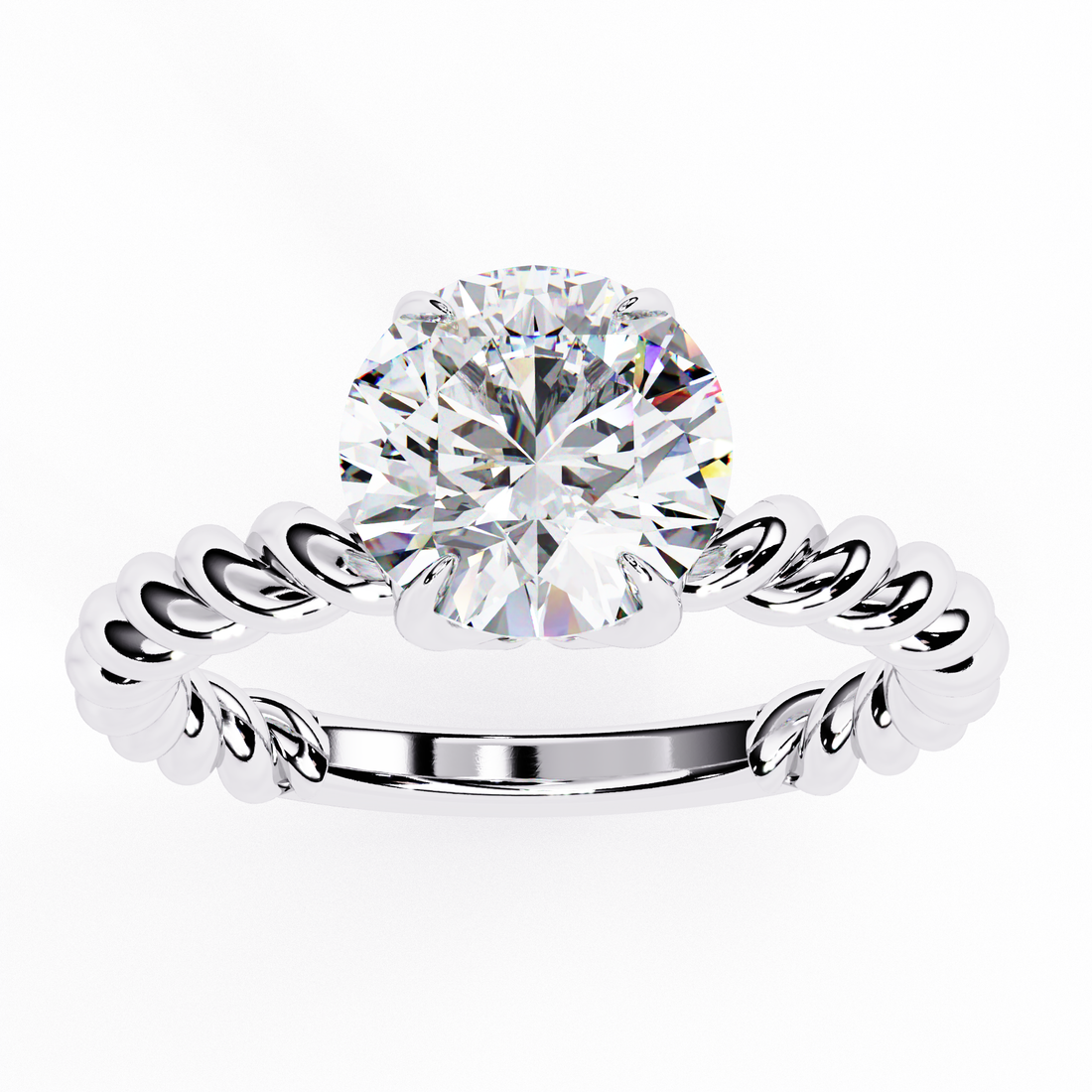 Twisted Rope Band Solitaire Diamond Ring