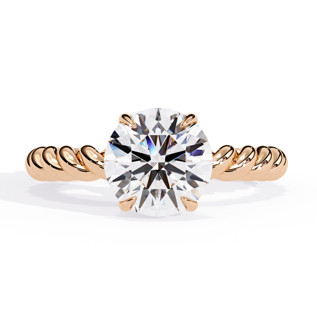 Twisted Rope Band Solitaire Diamond Ring