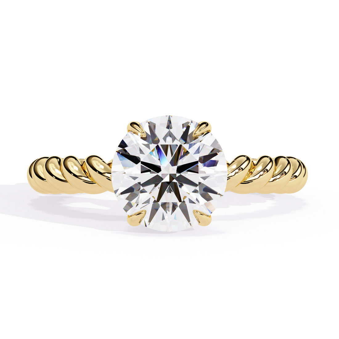 Twisted Rope Band Solitaire Diamond Ring