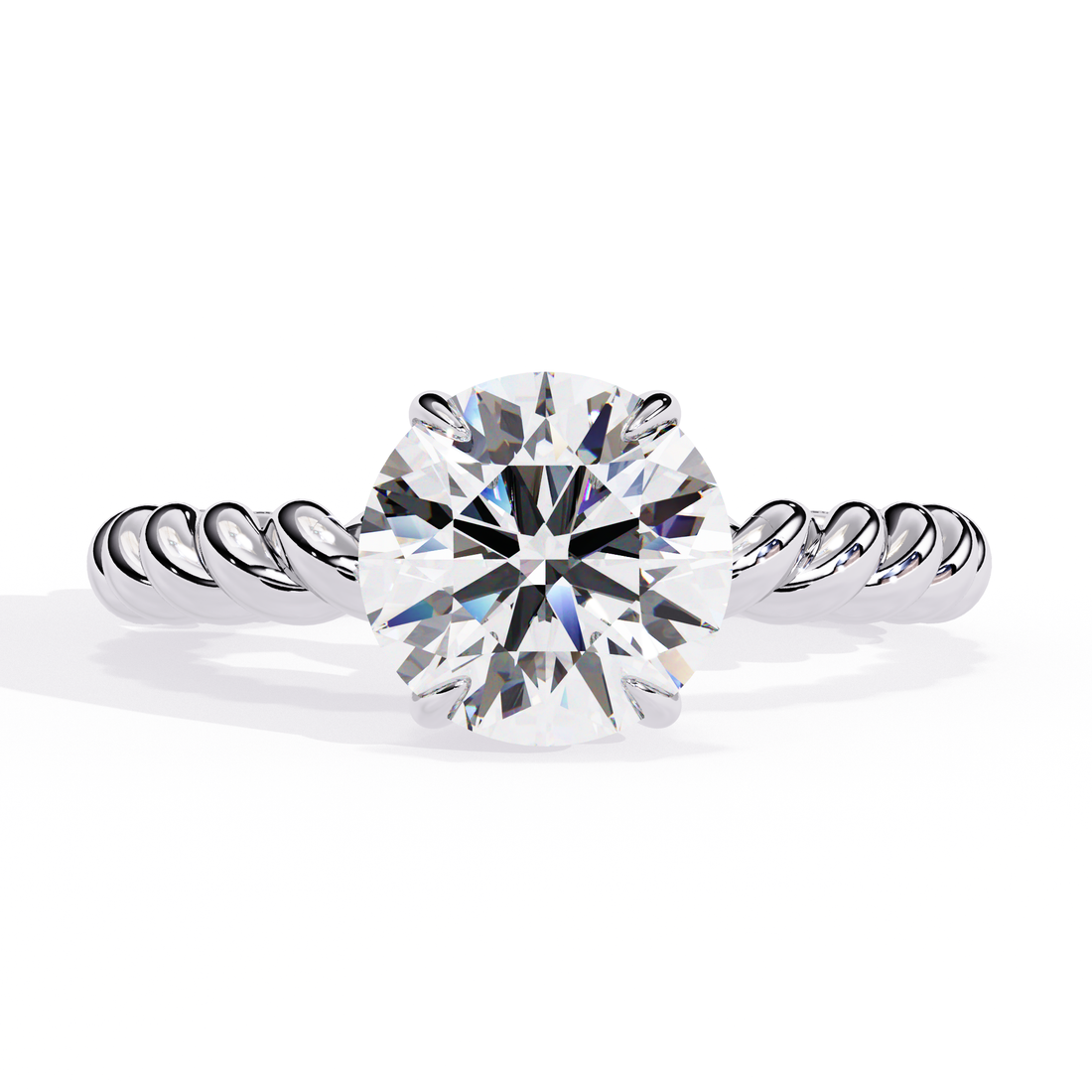 Twisted Rope Band Solitaire Diamond Ring