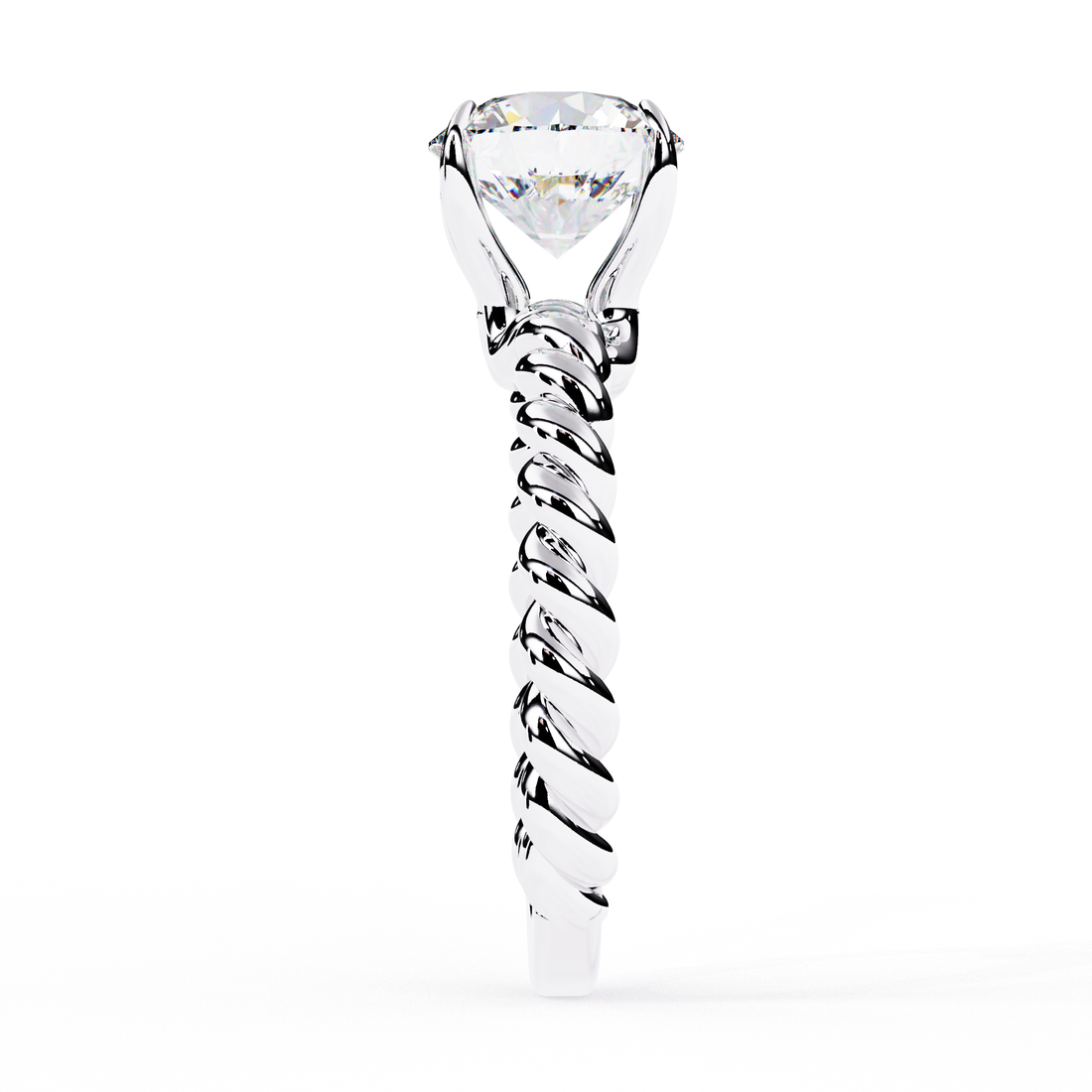 Twisted Rope Band Solitaire Diamond Ring