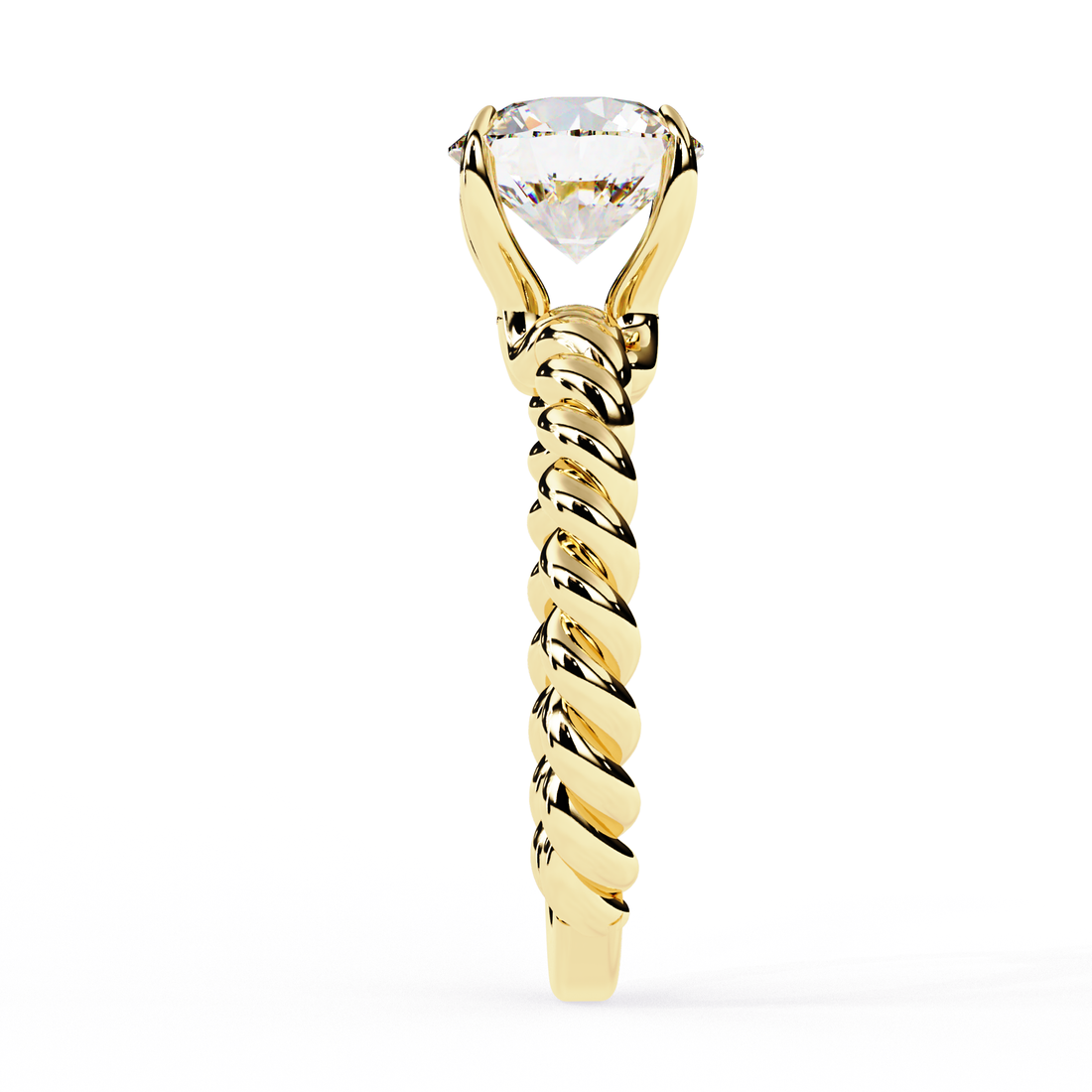 Twisted Rope Band Solitaire Diamond Ring