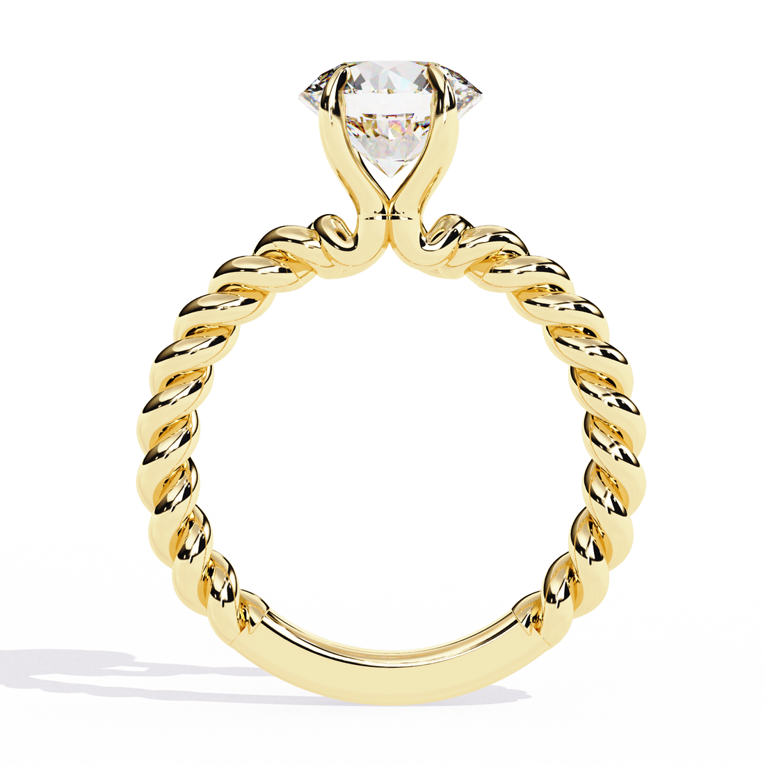 Twisted Rope Band Solitaire Diamond Ring