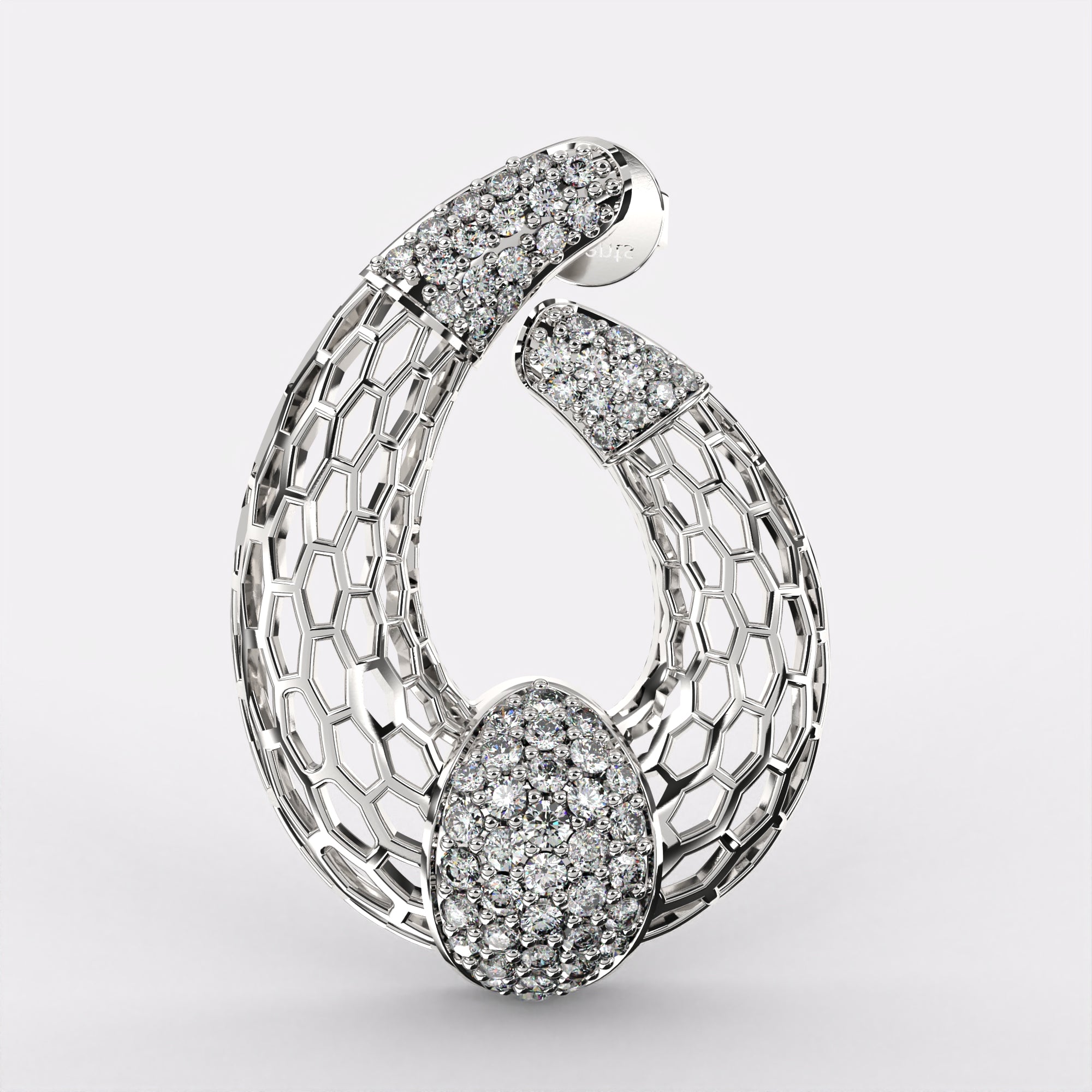 Geometric Glint Diamond Drop Earrings in 925 Silver